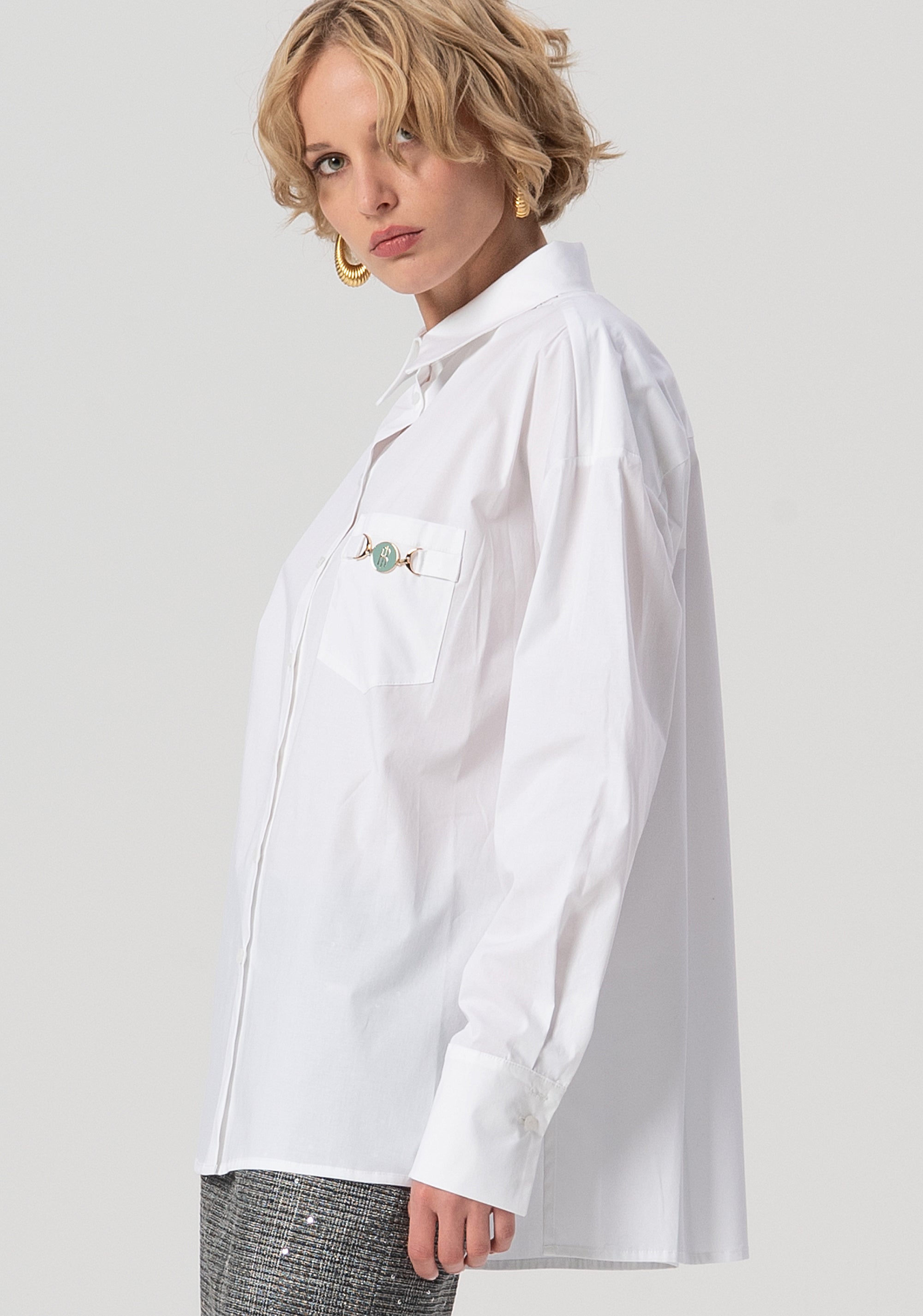 Camicia over in popeline stretch FS25WT6007W52001-278 Fracomina