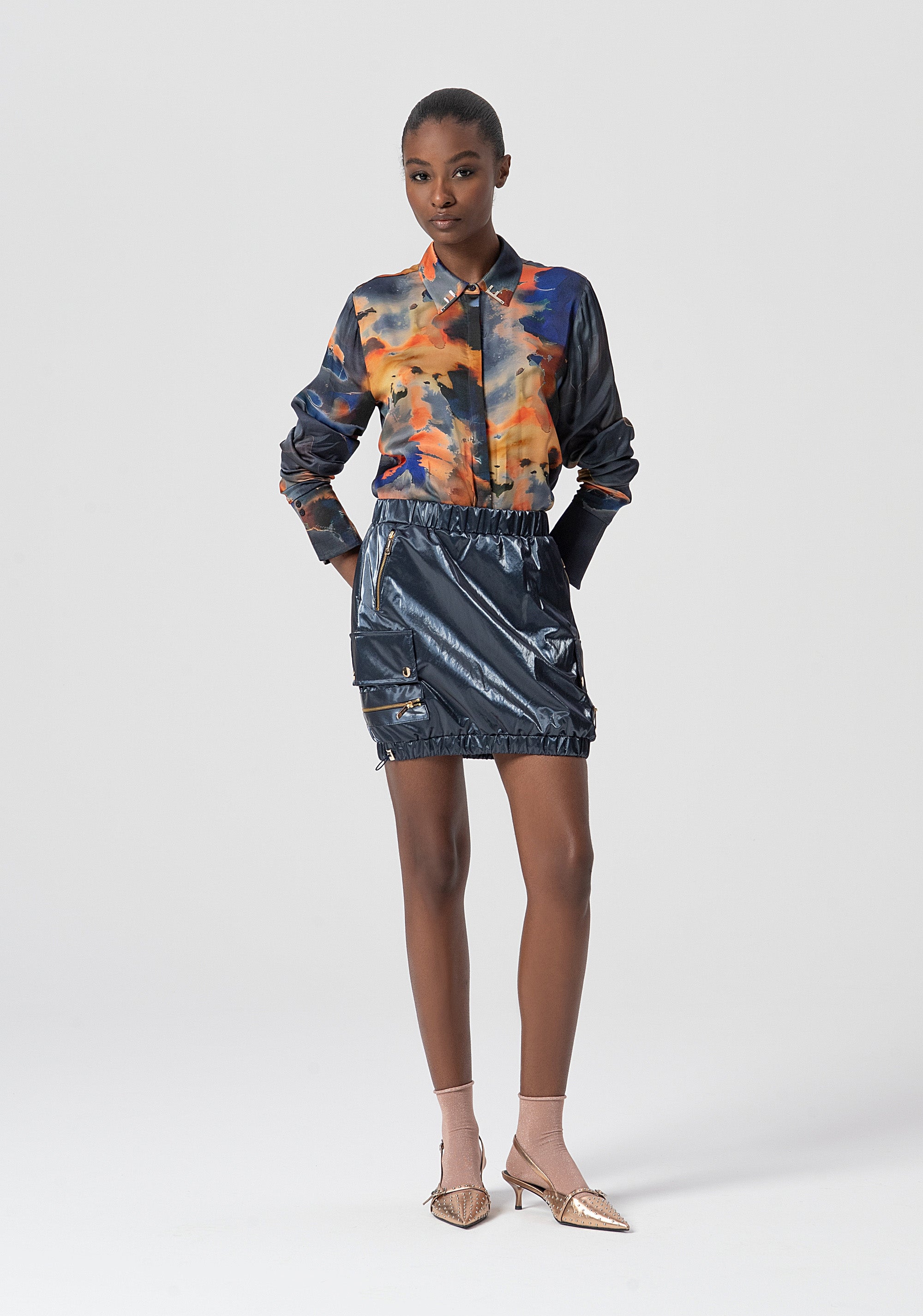 Camicia regular in fantasia astratta FS25WT6010W651K5-210 Fracomina