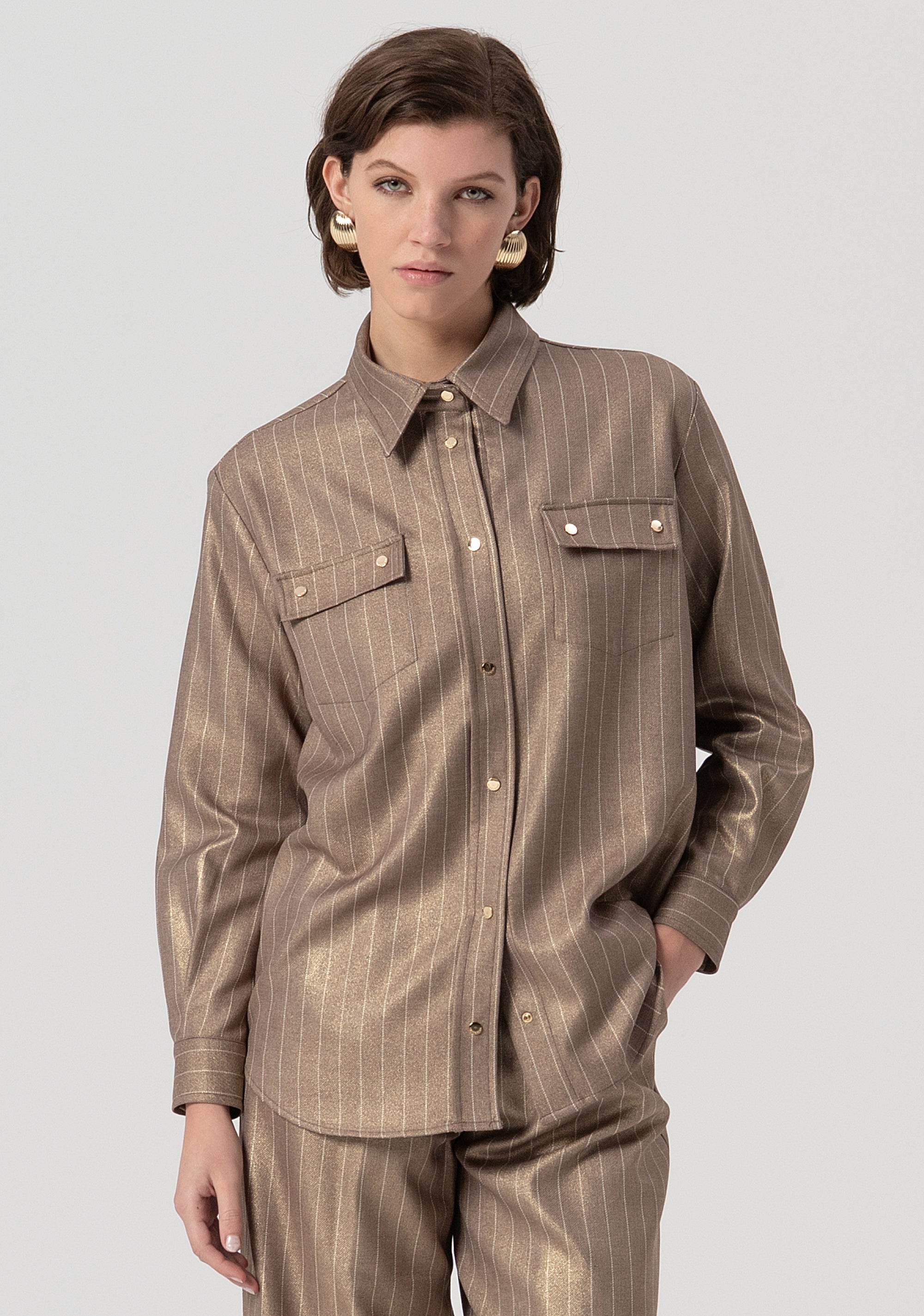 Camicia over in tessuto gessato FS25WT6011W479T4-G16 Fracomina