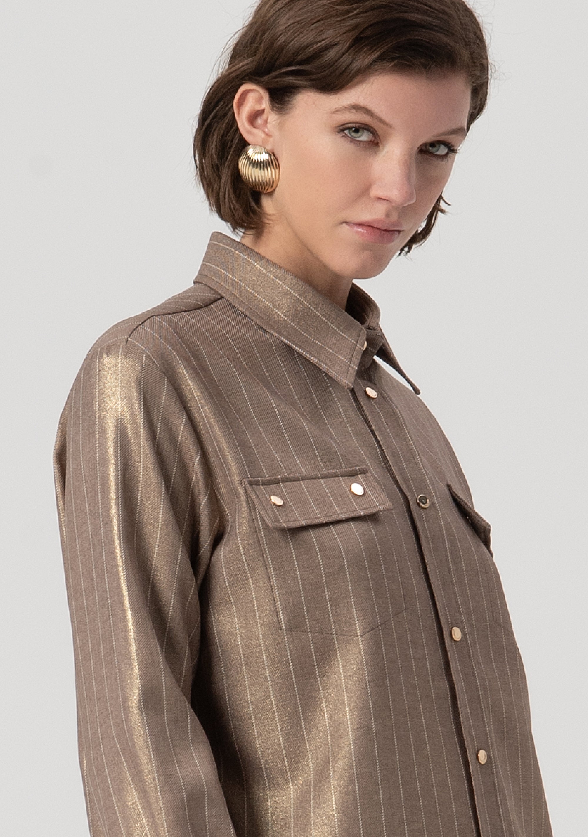 Camicia over in tessuto gessato FS25WT6011W479T4-G16 Fracomina