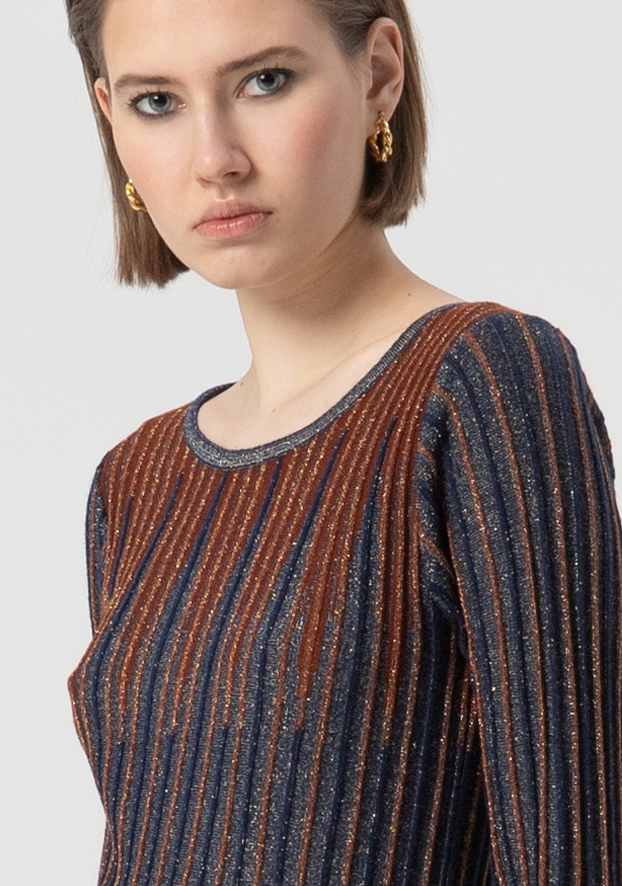 Maglia slim a coste con lana e lurex FS25WT7007K558Q7-M23 Fracomina