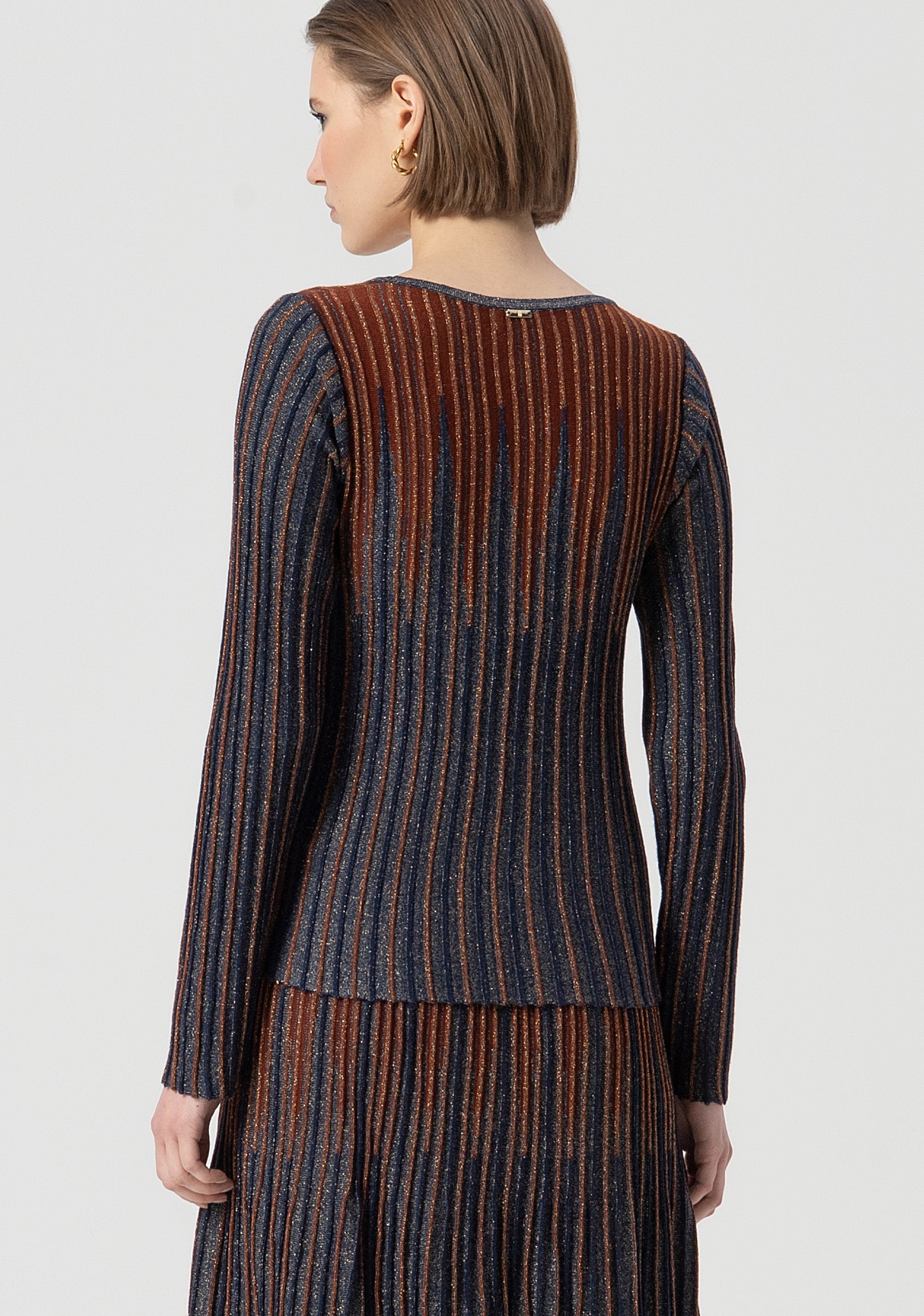 Maglia slim a coste con lana e lurex FS25WT7007K558Q7-M23 Fracomina