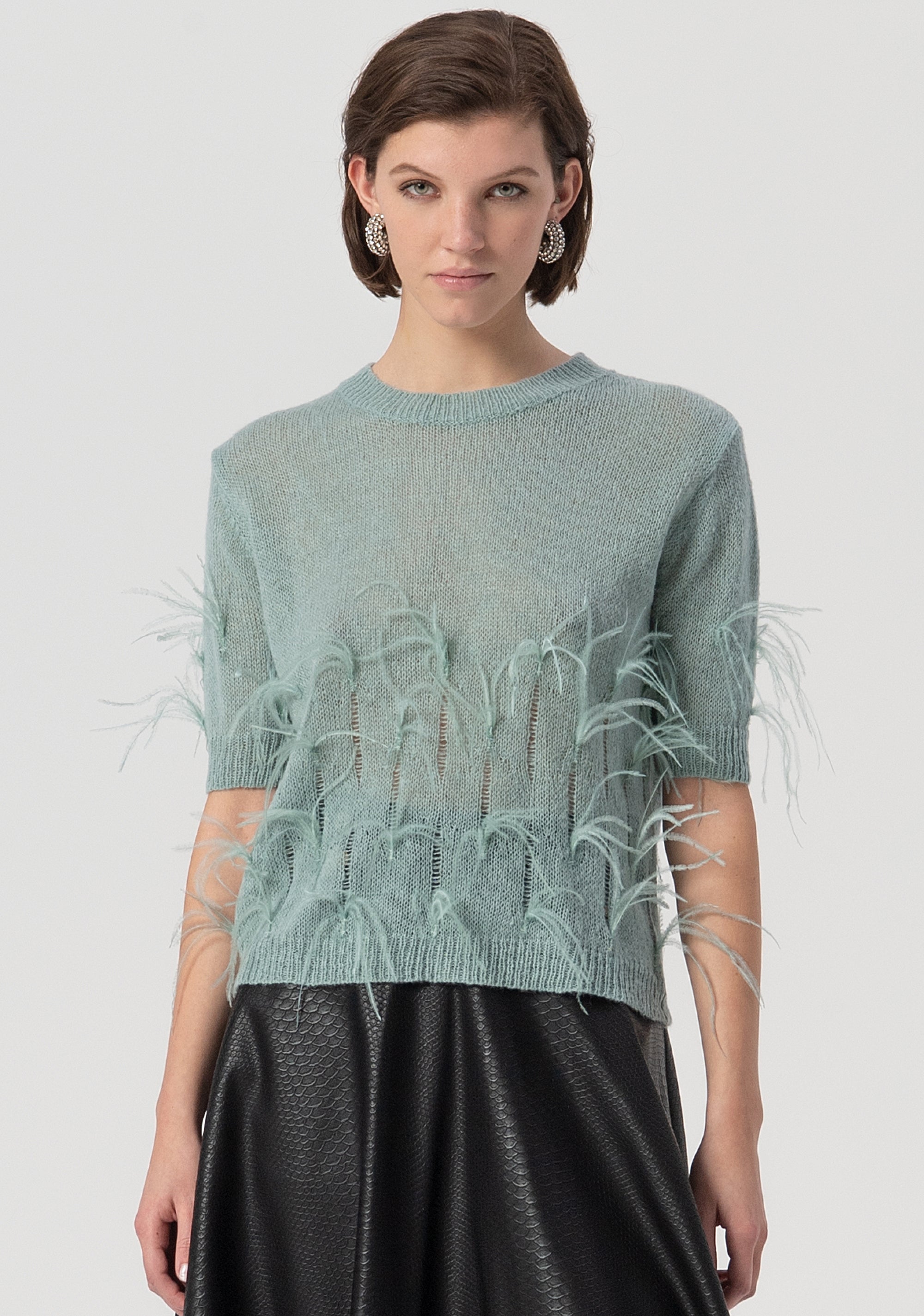 Maglia regular con piume applicate FS25WT7010K50501-806 Fracomina