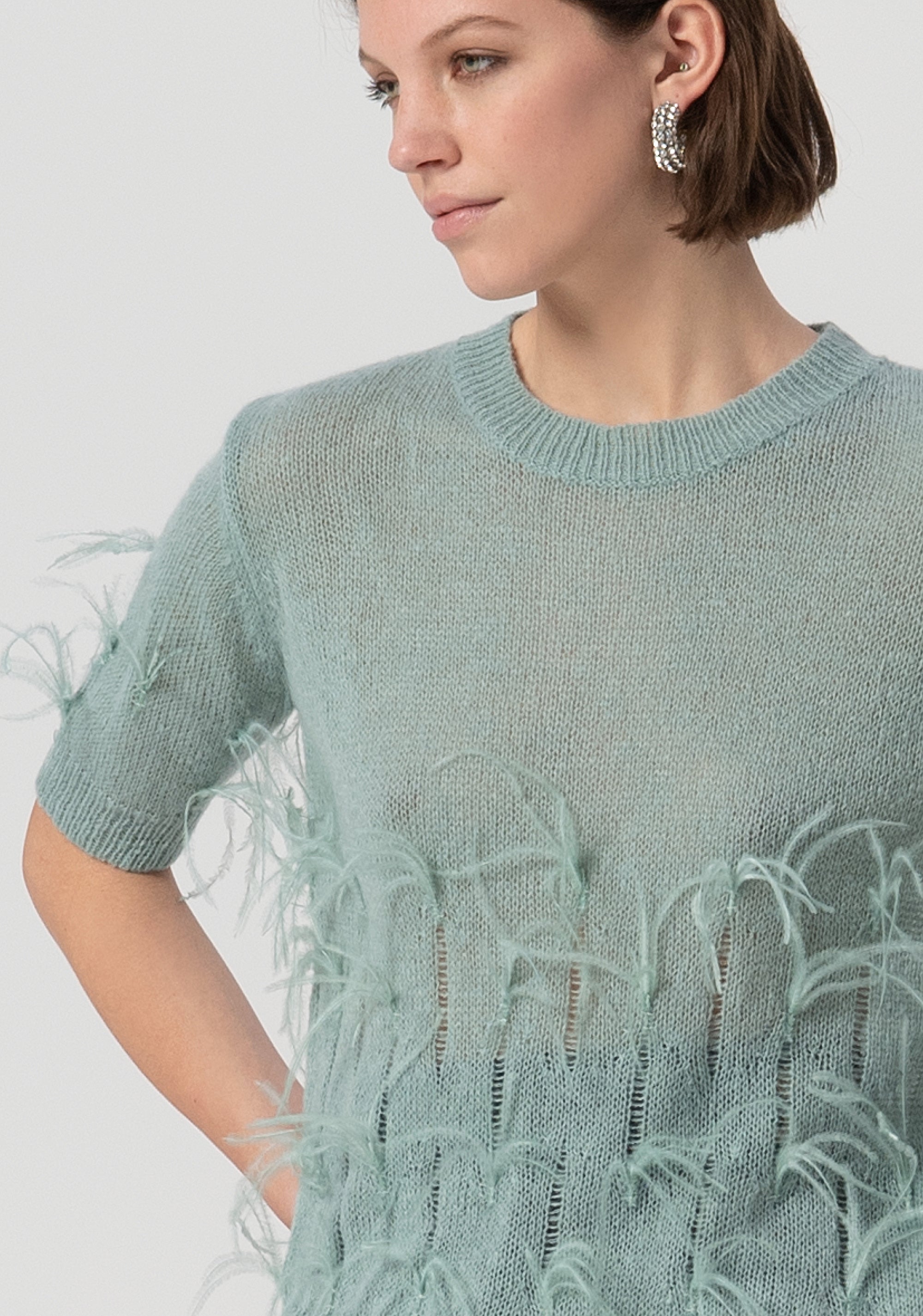 Maglia regular con piume applicate FS25WT7010K50501-806 Fracomina