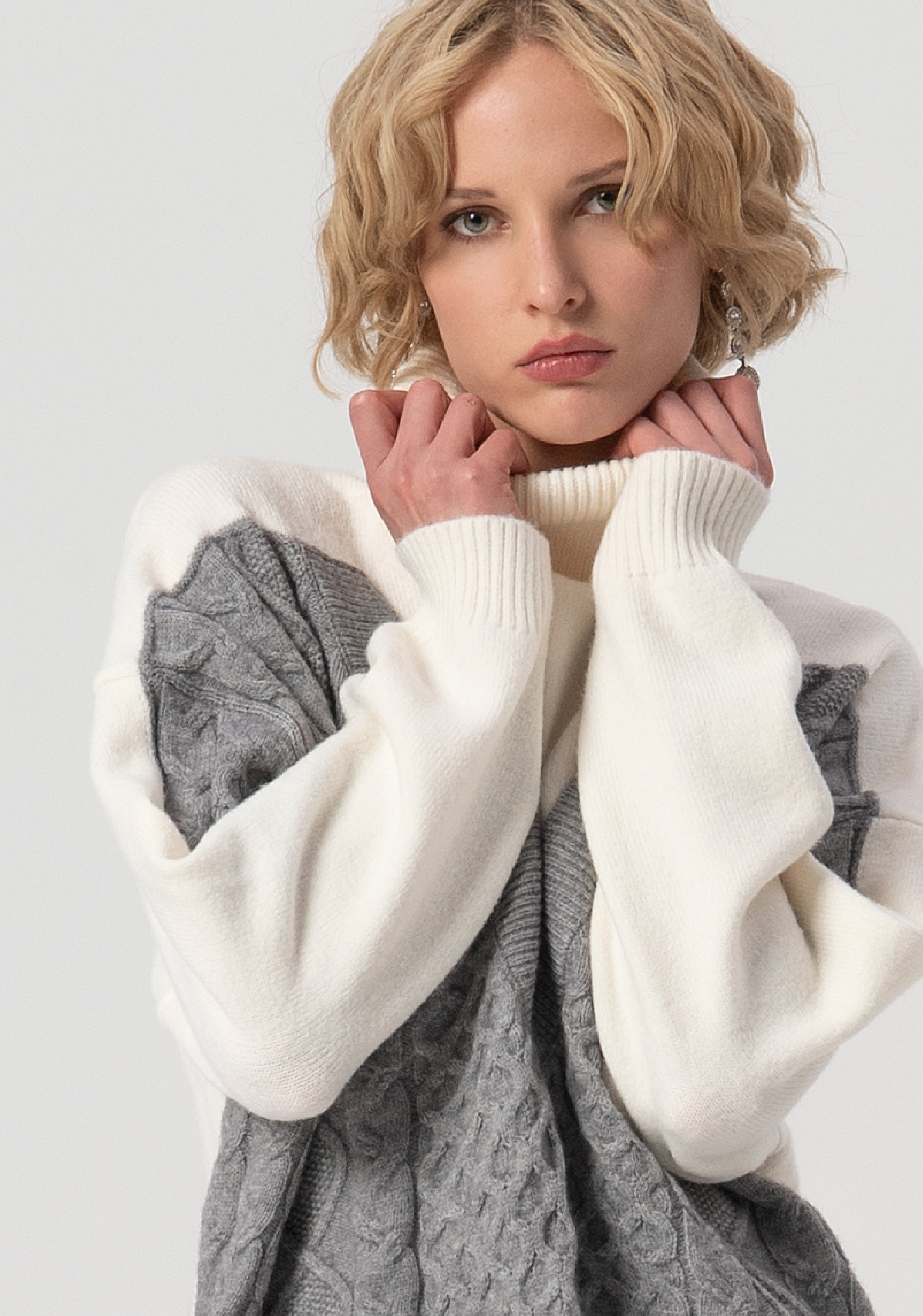 Maglia over con inserto con punto treccia FS25WT7015K47101-636 Fracomina