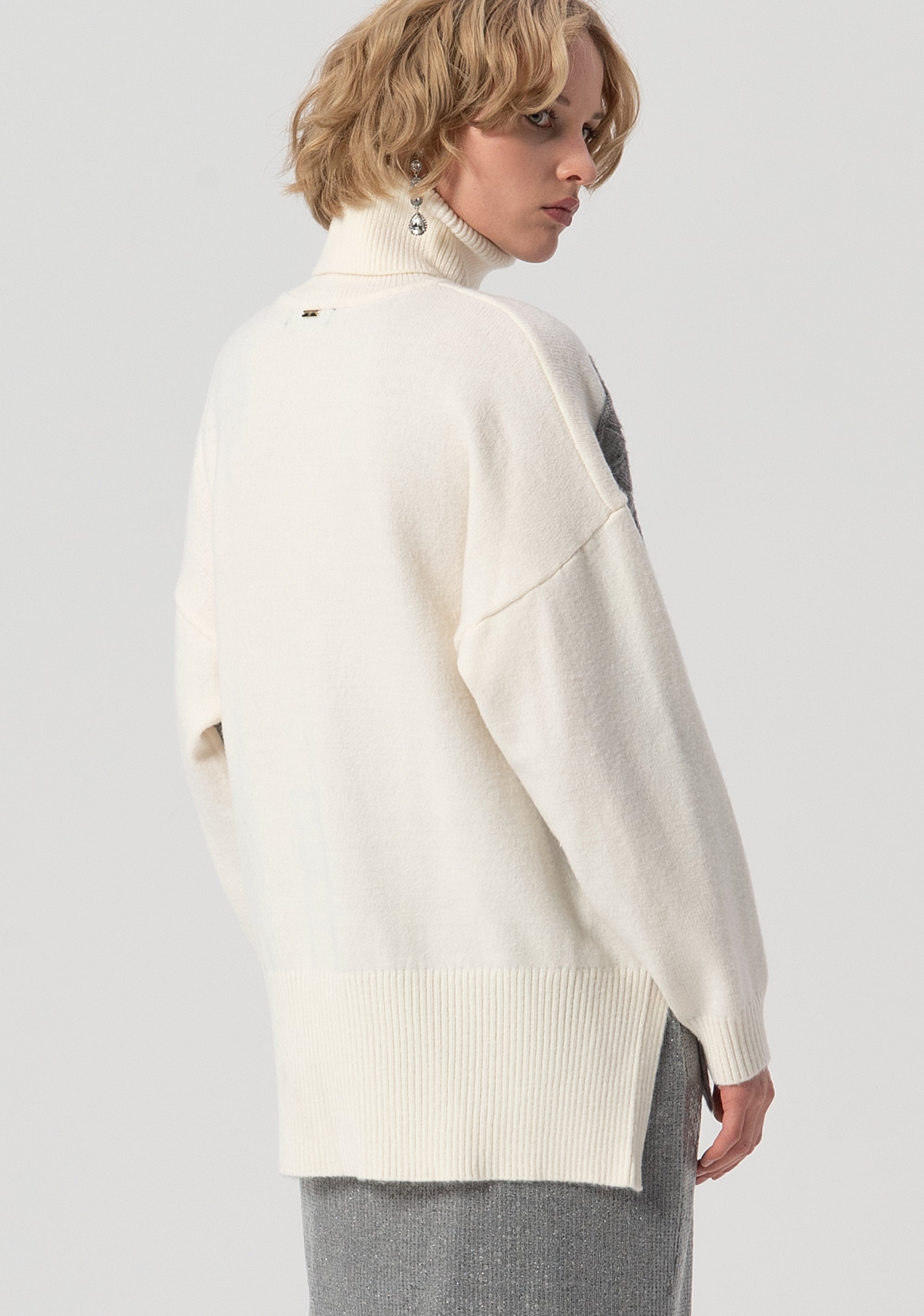 Maglia over con inserto con punto treccia FS25WT7015K47101-636 Fracomina