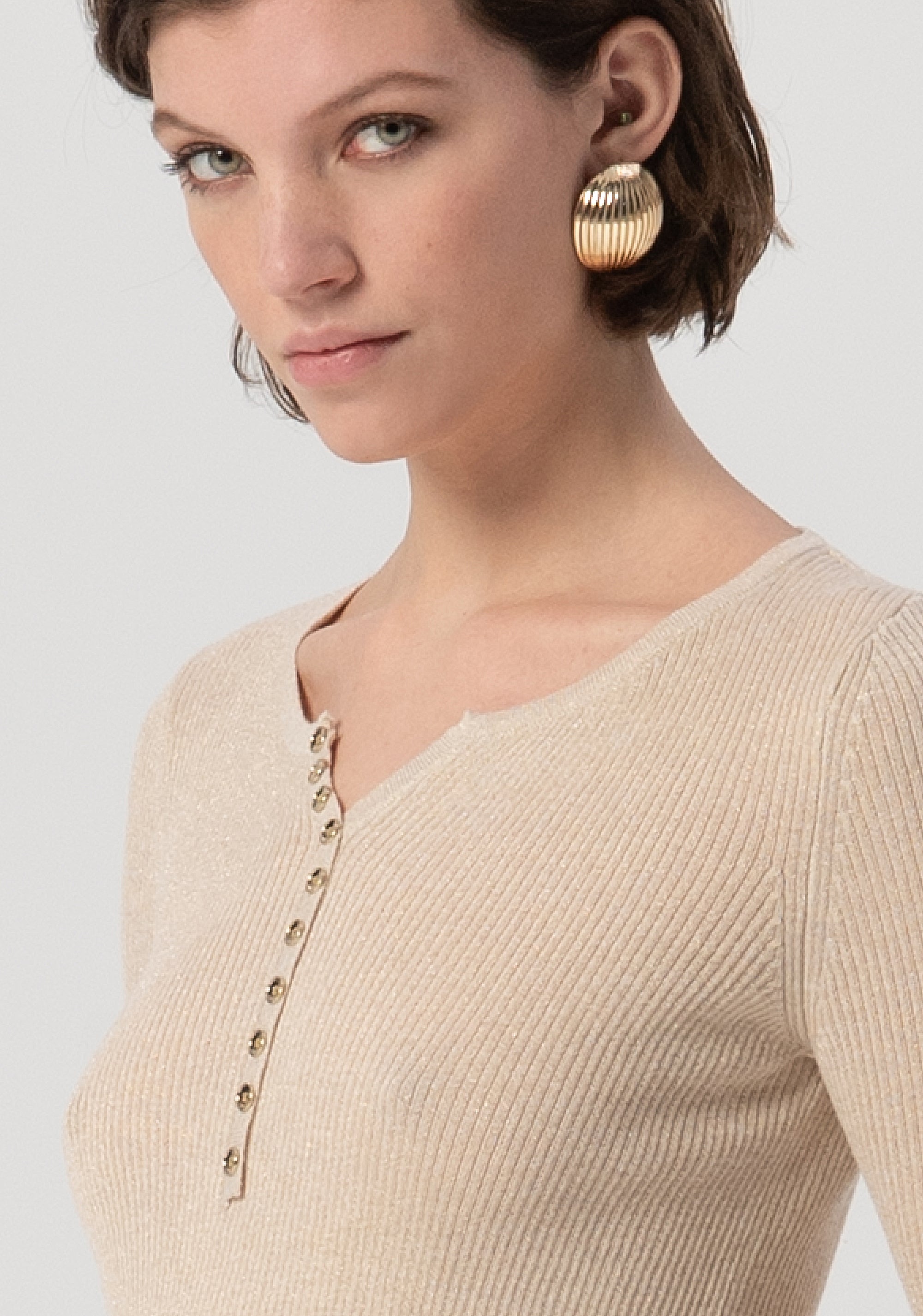 Maglia slim a coste con lana e lurex FS25WT7017K559Q7-050 Fracomina