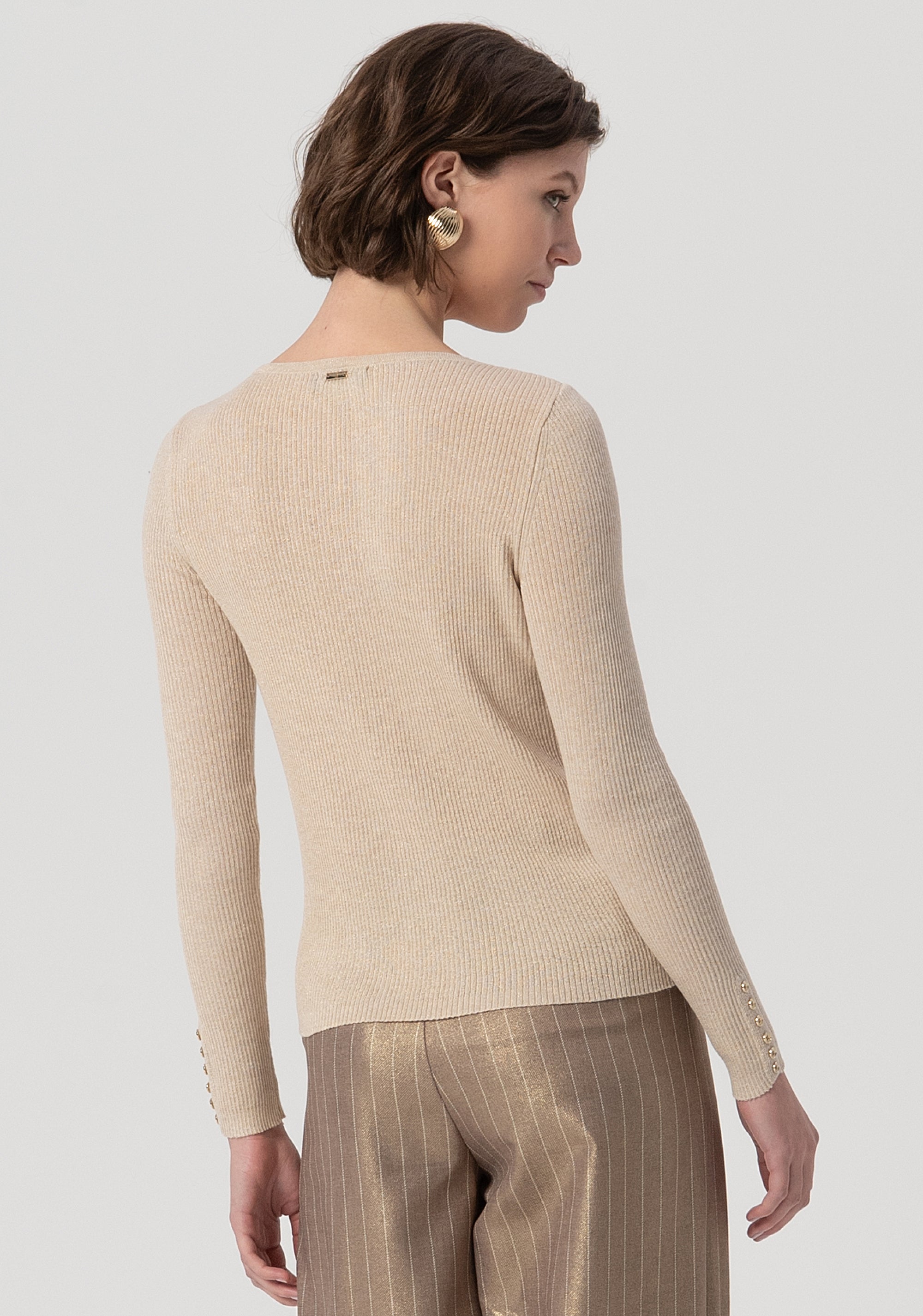 Maglia slim a coste con lana e lurex FS25WT7017K559Q7-050 Fracomina