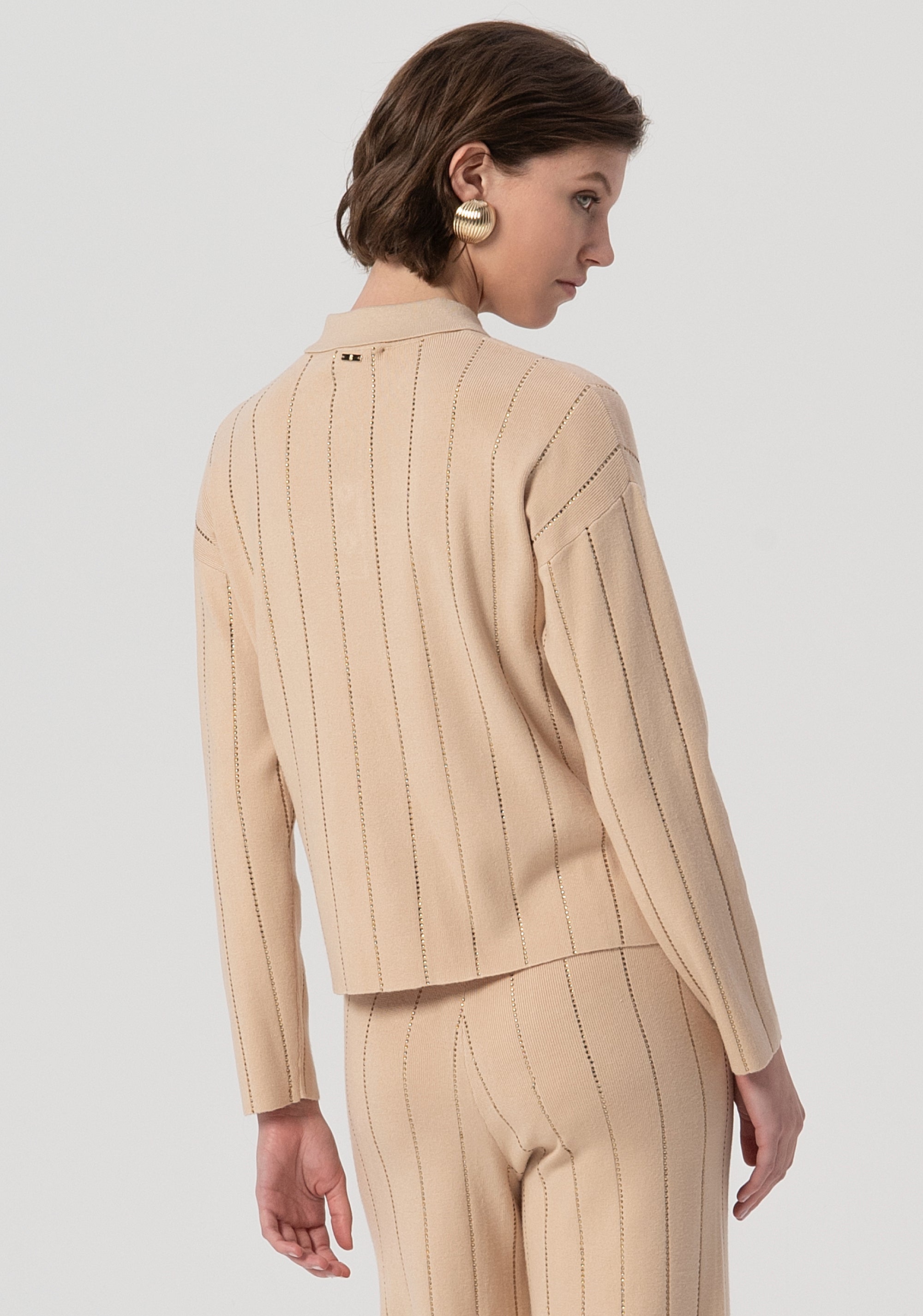Polo regular in maglia a coste con strass applicati FS25WT7019K50401-050 Fracomina