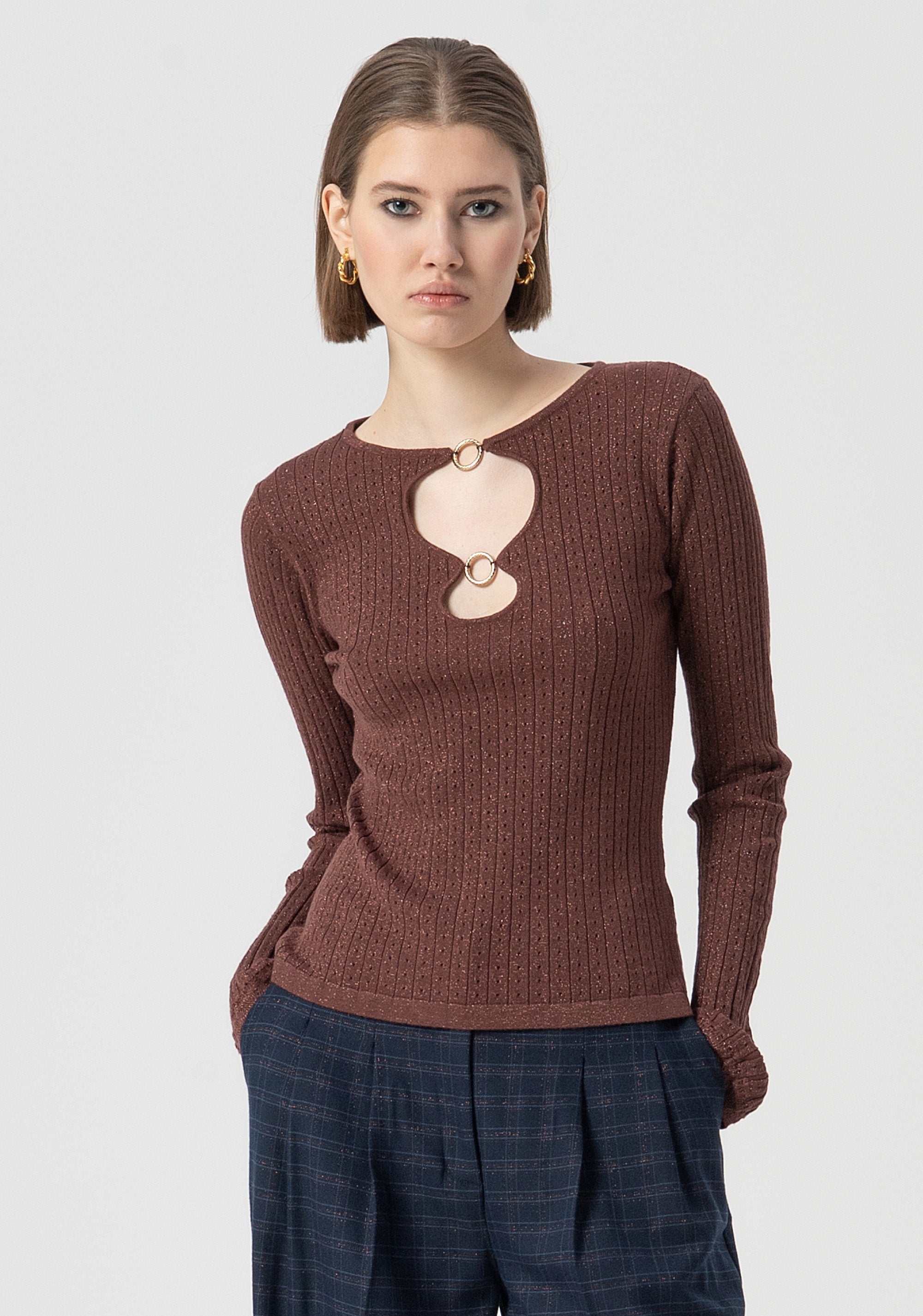 Maglia slim con lurex FS25WT7021K501Q7-639 Fracomina