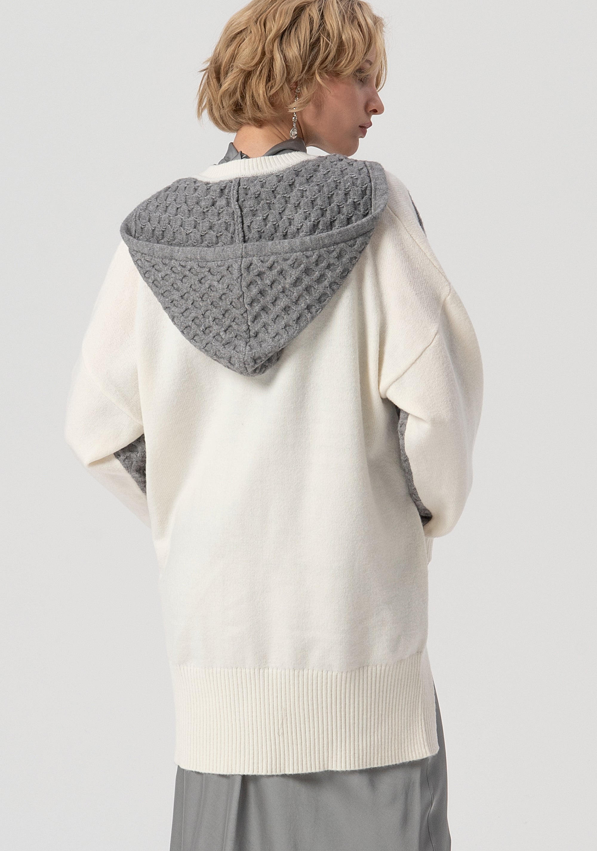 Cardigan over con inserti in punto treccia FS25WT8001K47101-636 Fracomina