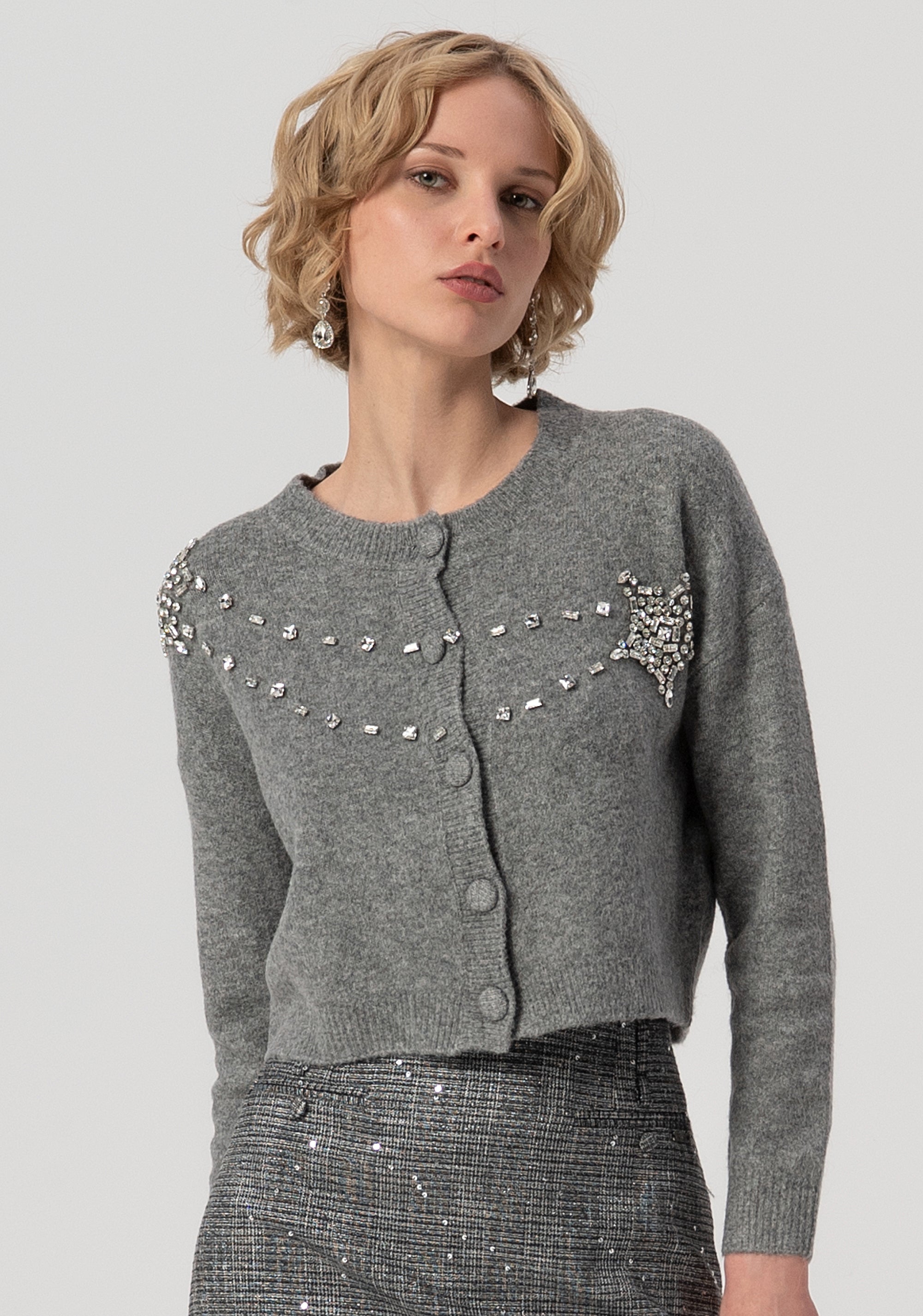 Cardigan regular con stella con pietre luminose FS25WT8002K560R9-156 Fracomina