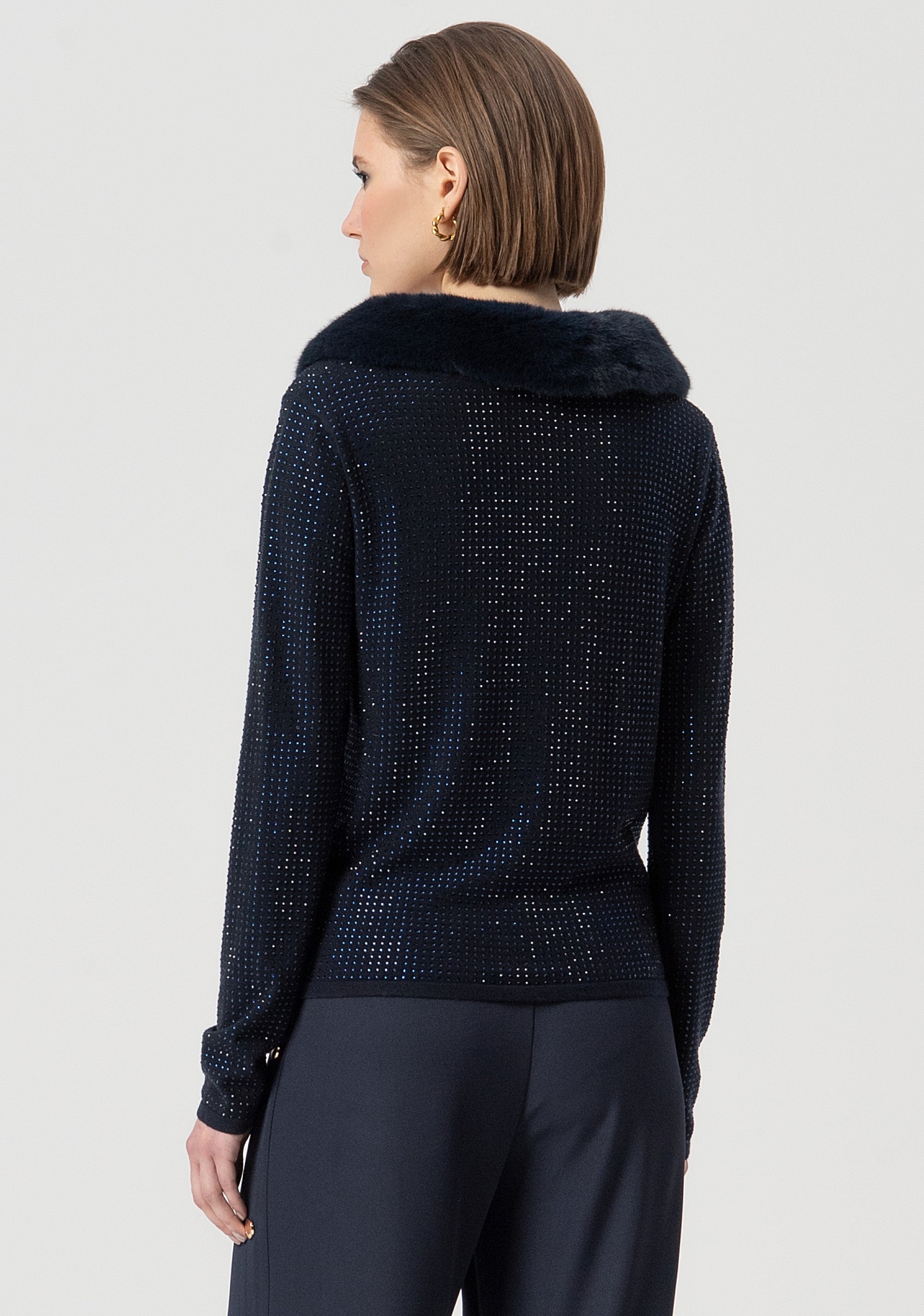 Cardigan regular con strass luminosi FS25WT8003K50201-064 Fracomina