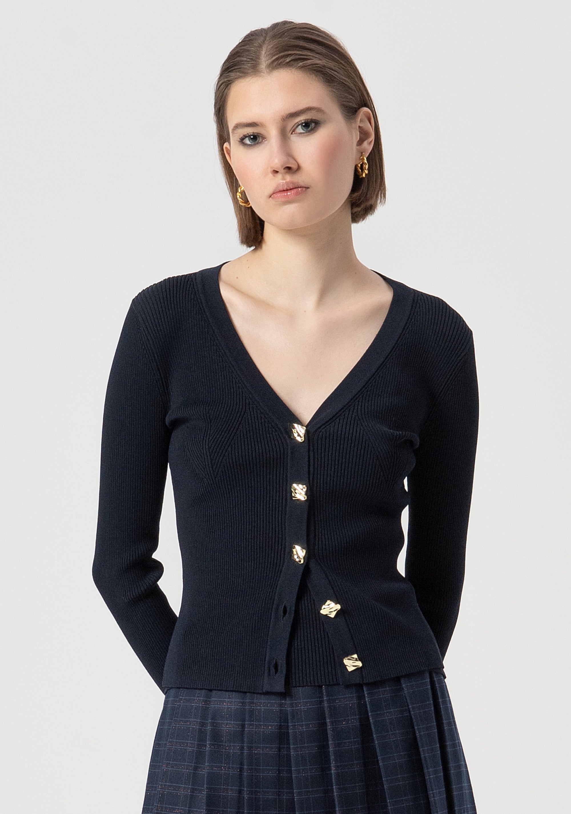 Cardigan slim a coste FS25WT8004K41601-064 Fracomina