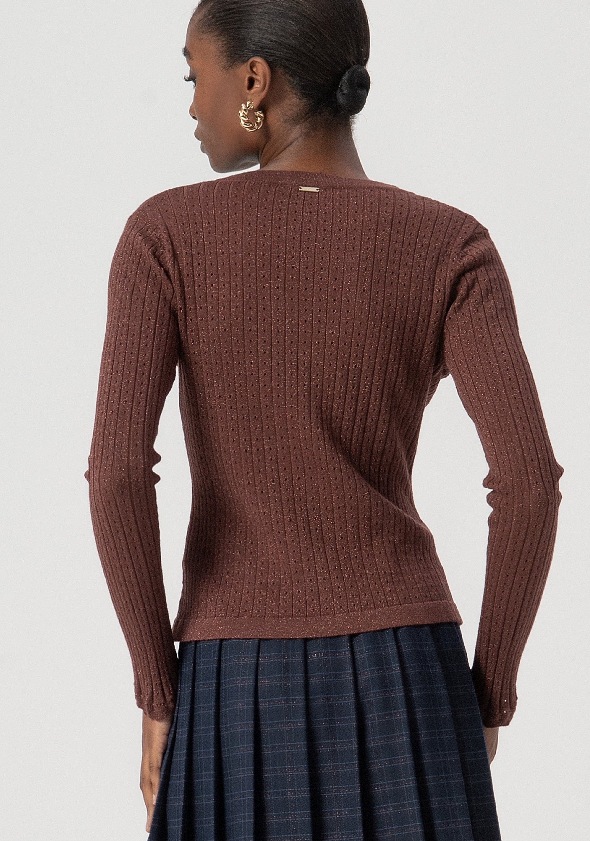 Cardigan slim con lurex FS25WT8011K501Q7-639 Fracomina