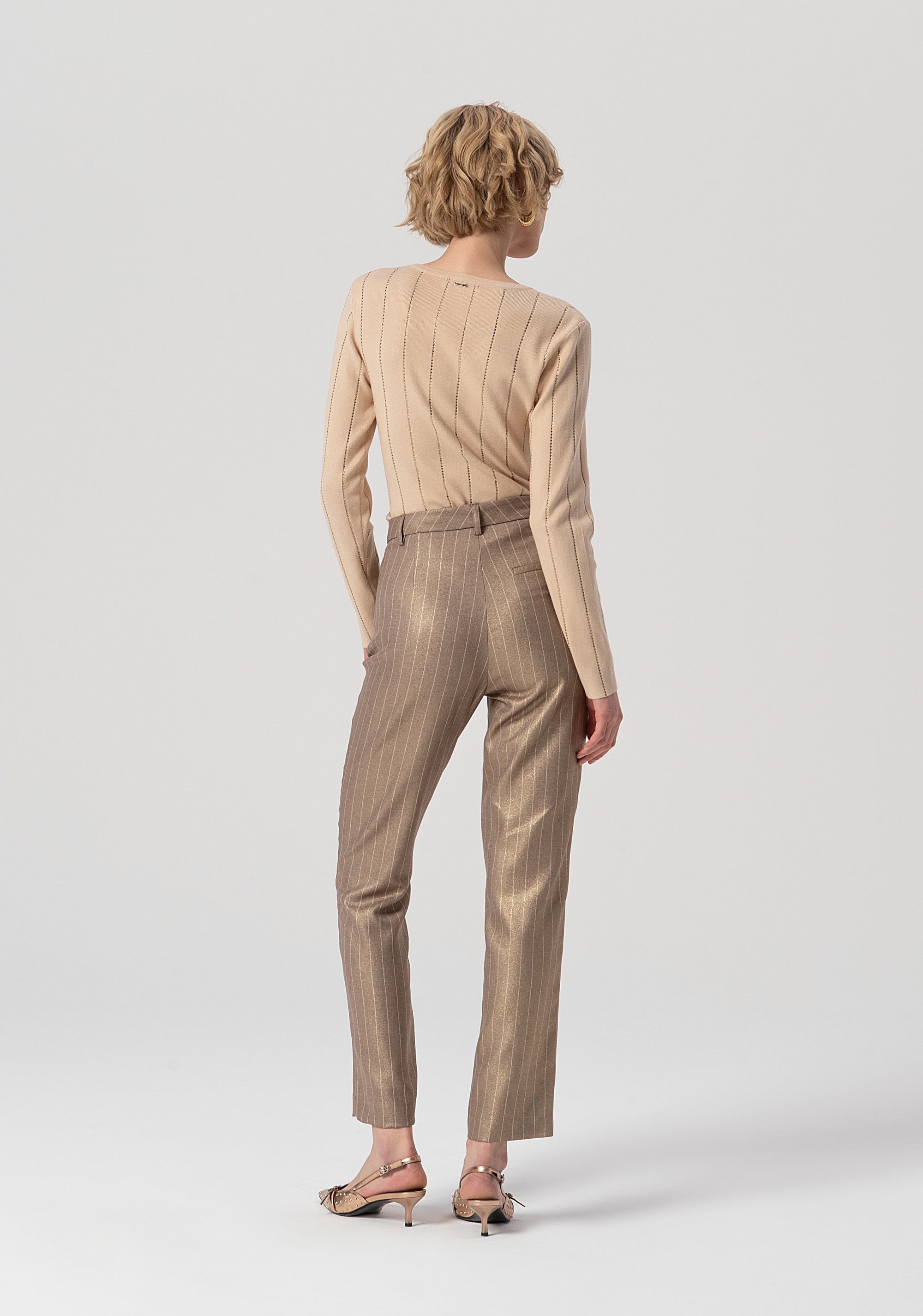 Pantalone regular a sigaretta in tessuto gessato FS25WV2004W479T4-G16 Fracomina