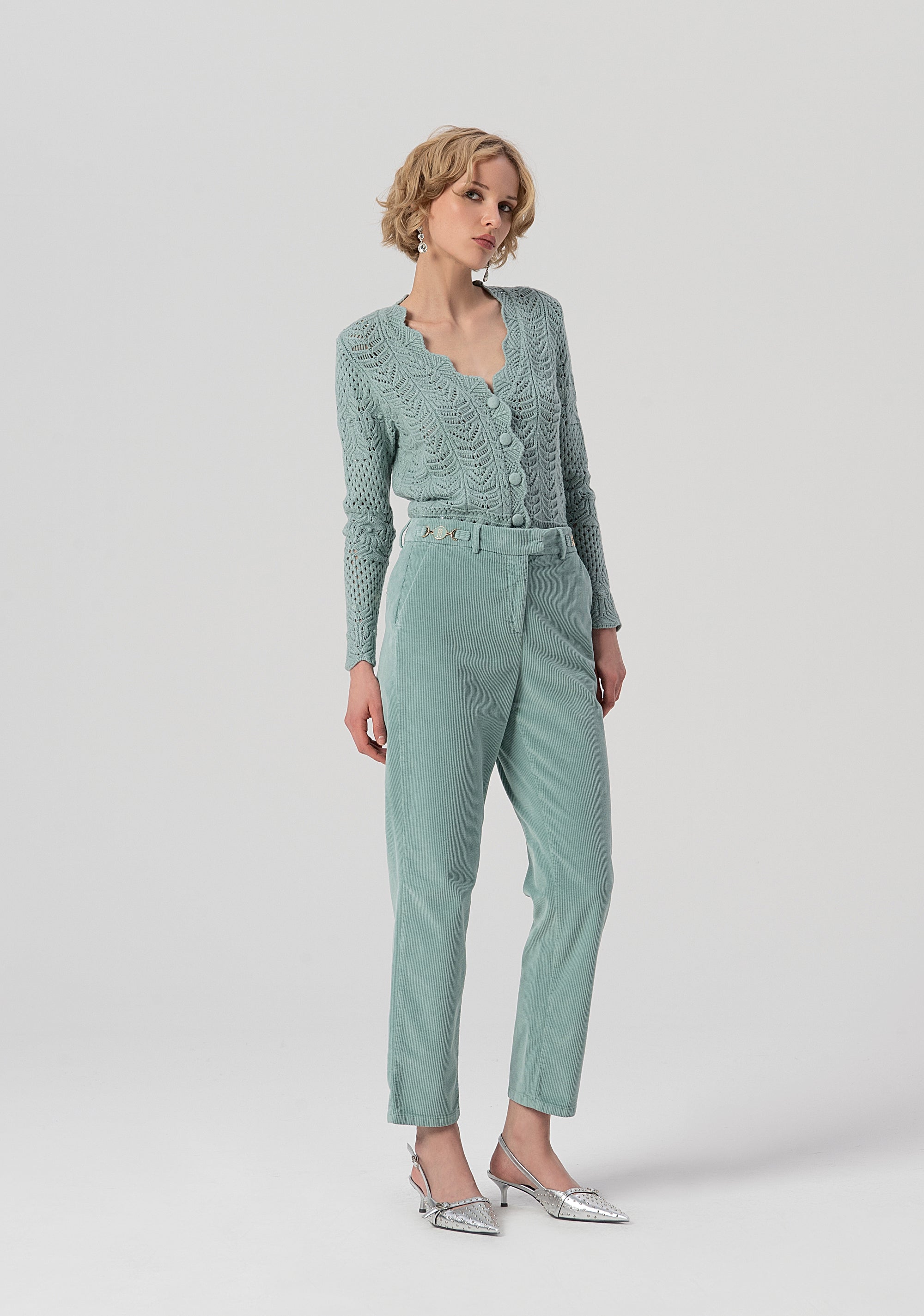 Pantalone regular a sigaretta in velluto mille righe FS25WV2006W59401-806 Fracomina