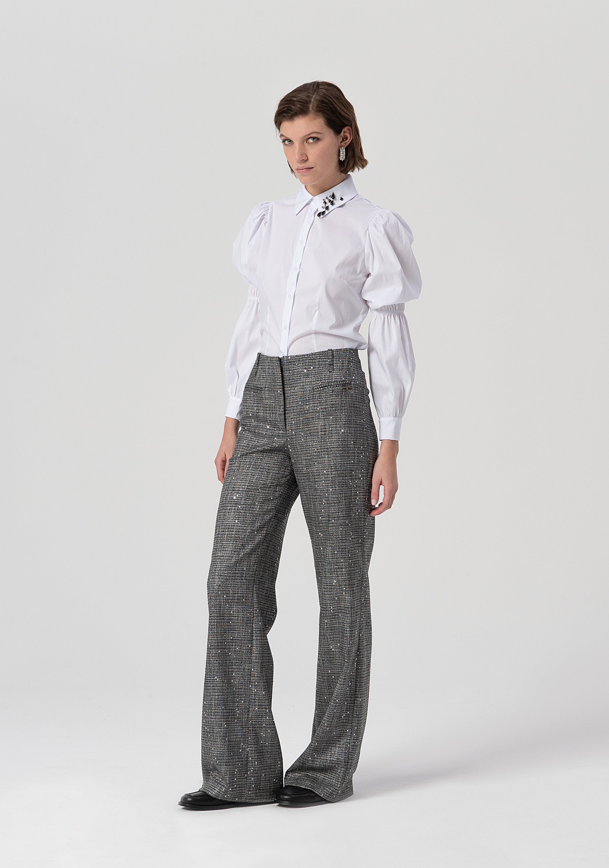 Pantalone flare a palazzo in tweed con paillettes FS25WV3007W821J5 FRACOMINA