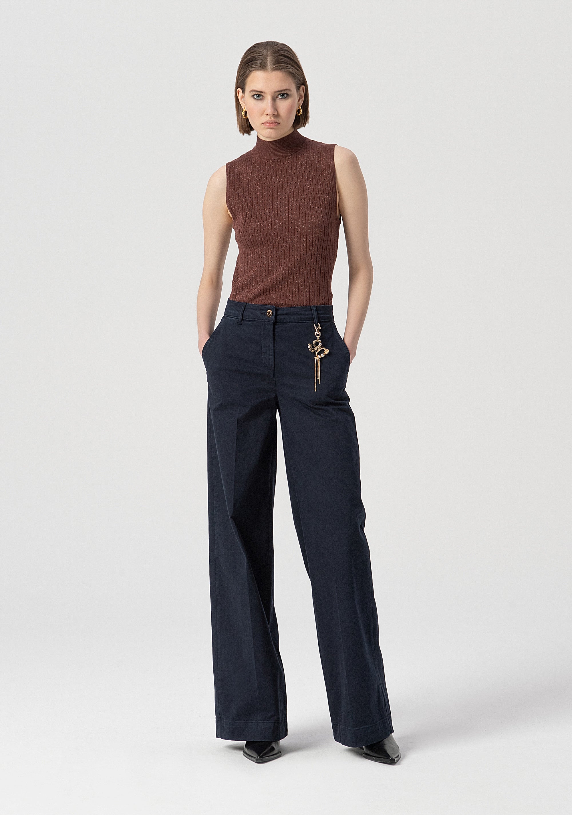 Pantalone flare a palazzo in gabardina FS25WV3008W42001-064 Fracomina