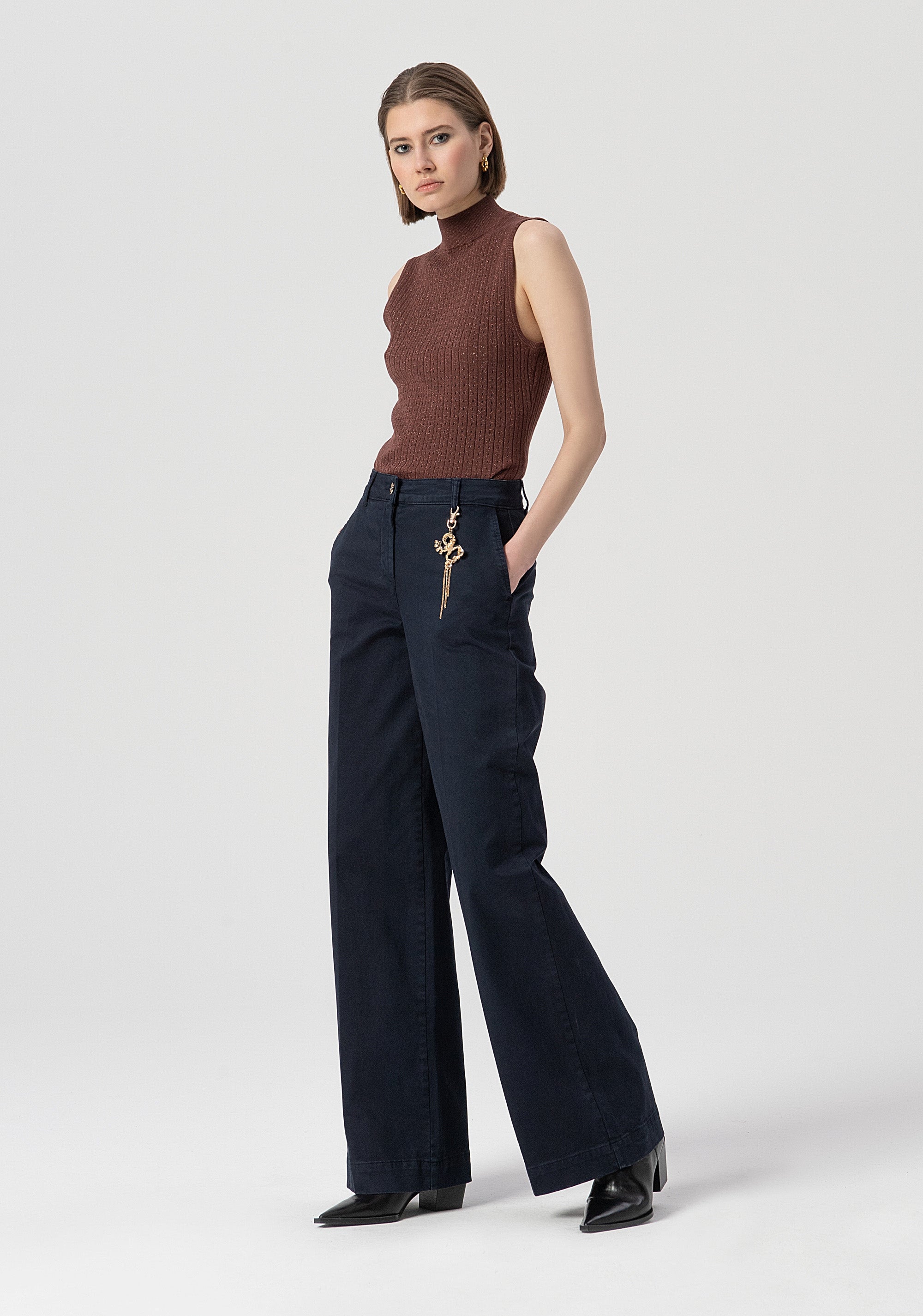 Pantalone flare a palazzo in gabardina FS25WV3008W42001-064 Fracomina