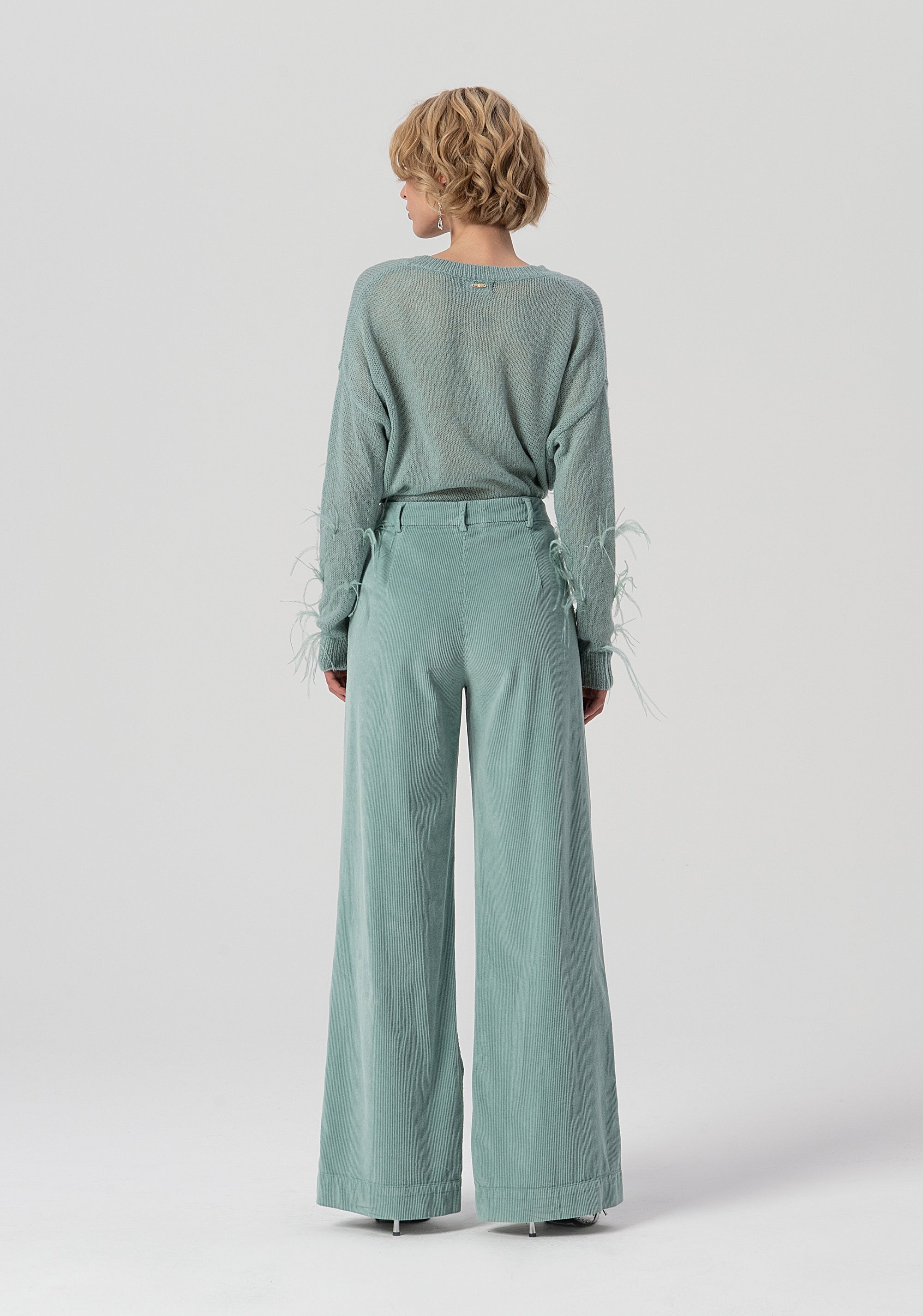 Pantalone flare a palazzo in velluto mille righe FS25WV3009W59401-806 Fracomina