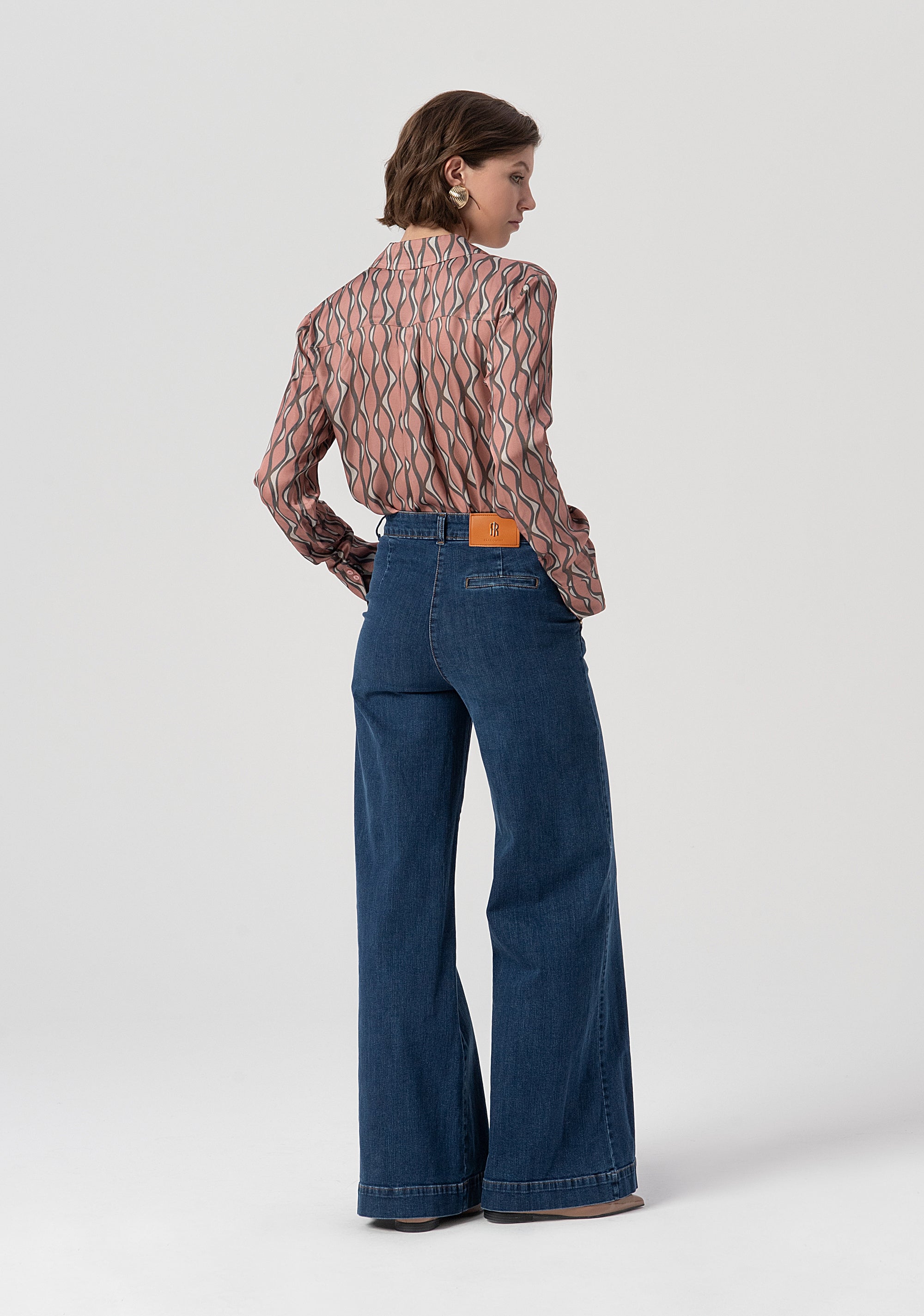 Jeans flare a palazzo in denim con lavaggio medio FS25WV3011D40193-365 Fracomina