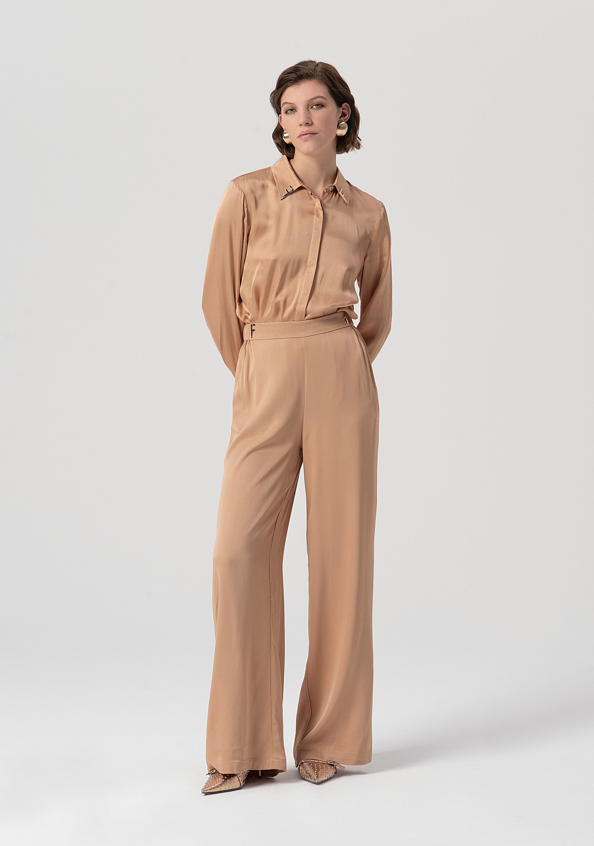 Pantalone flare a palazzo in raso FS25WV3014W73201-050 Fracomina