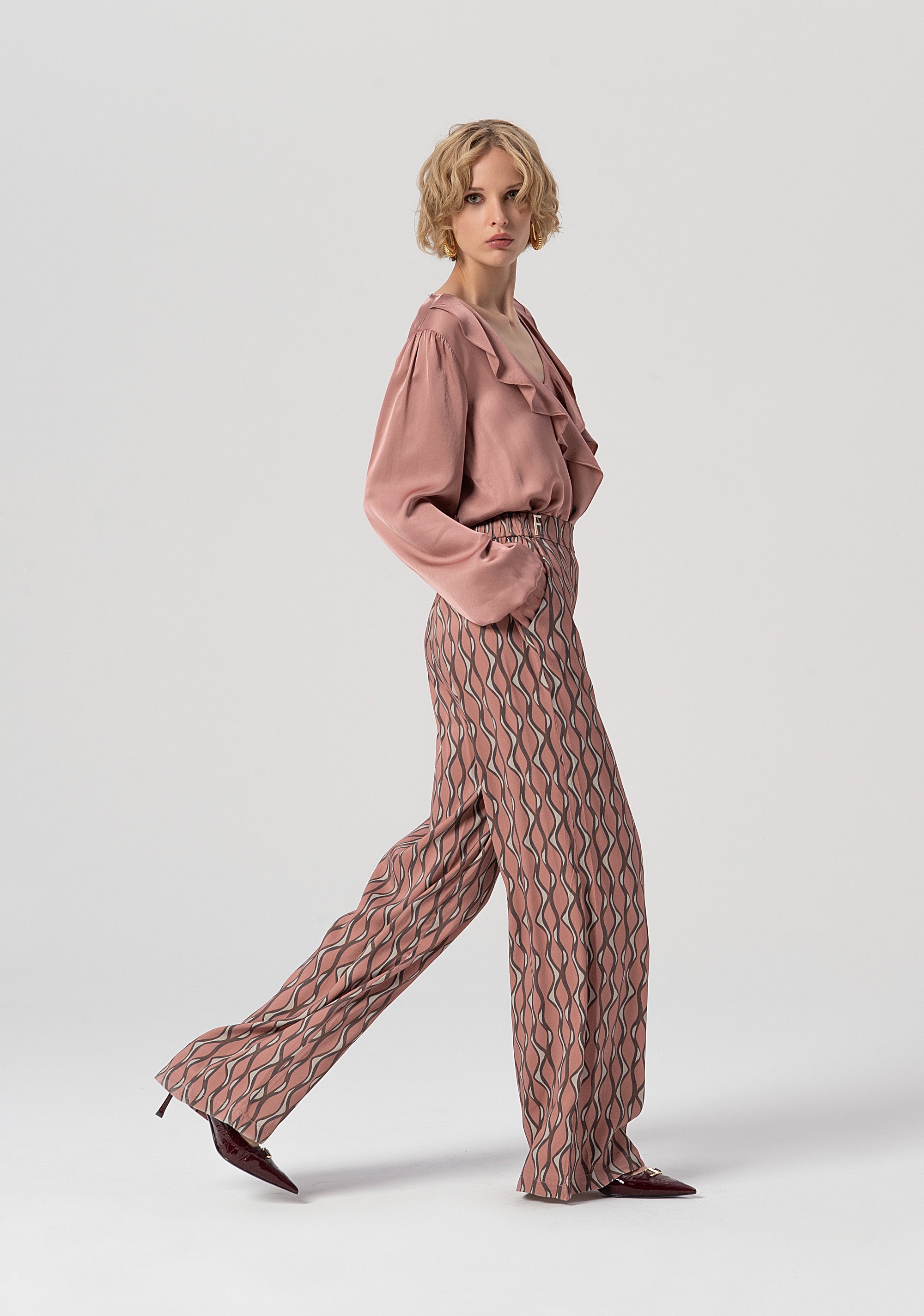 Pantalone flare a palazzo in fantasia geometrica FS25WV3014W732K5-238 Fracomina