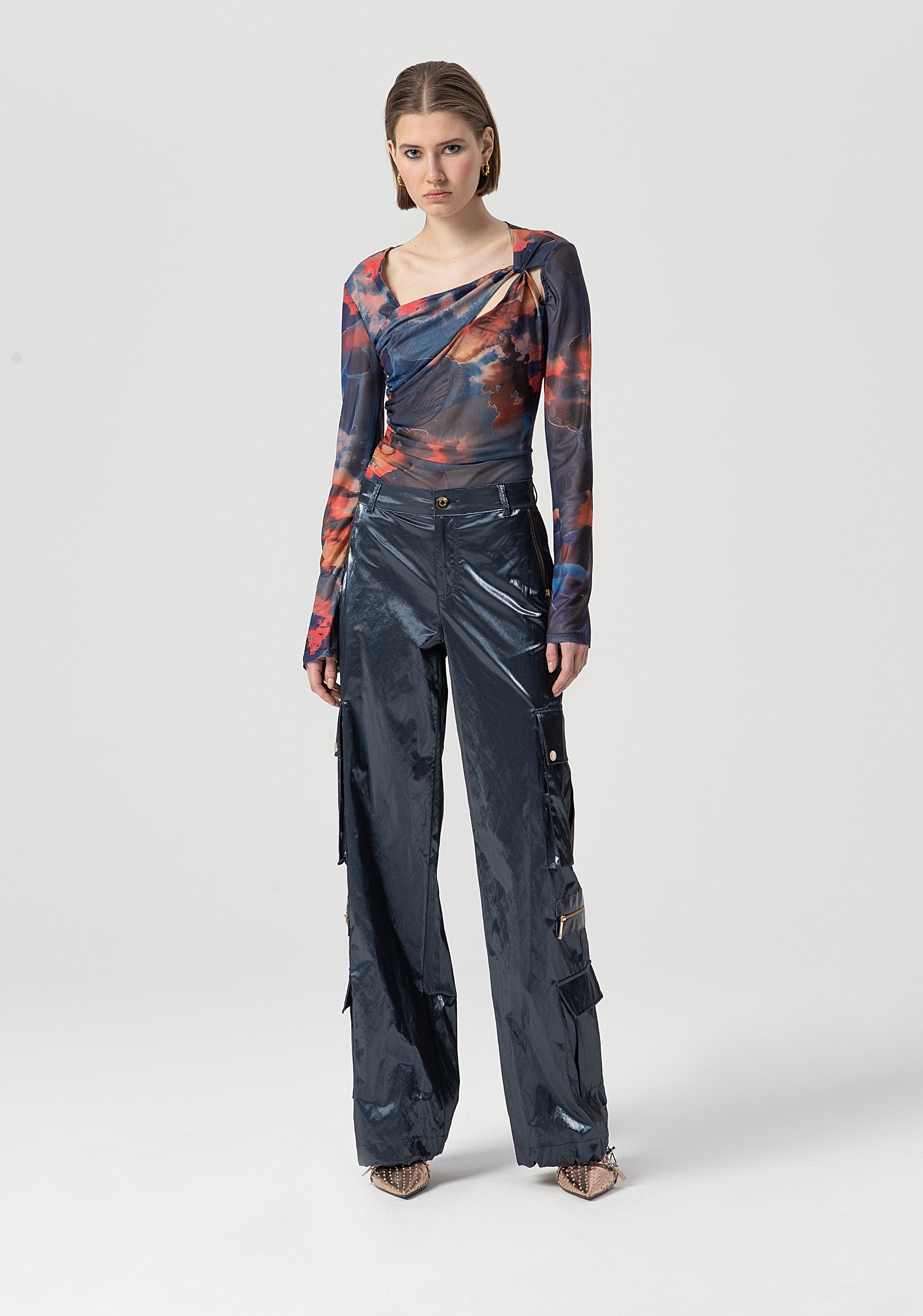 Pantalone cargo in tessuto lucido FS25WVC002W498P9-064 Fracomina