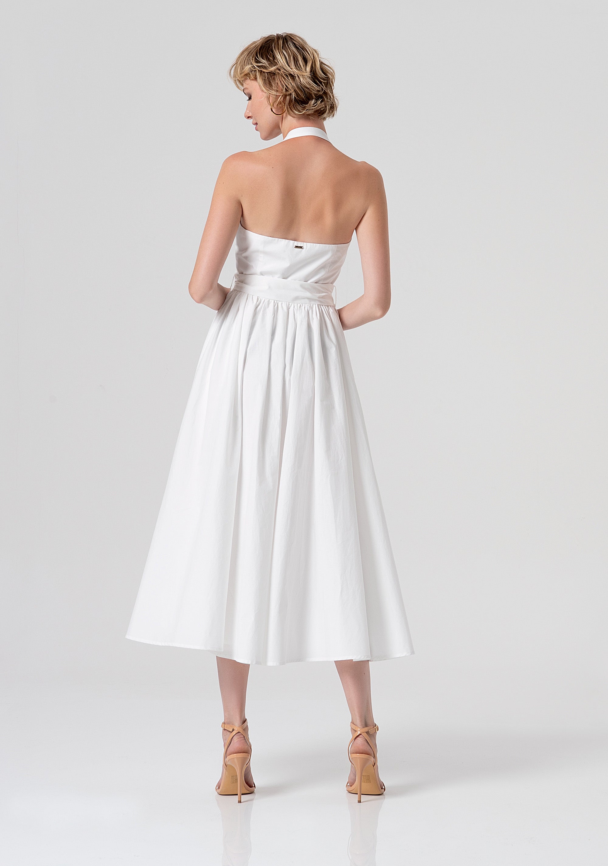 Abito midi senza maniche modello chemisier in popeline FS26SD2003W40001-278 Fracomina