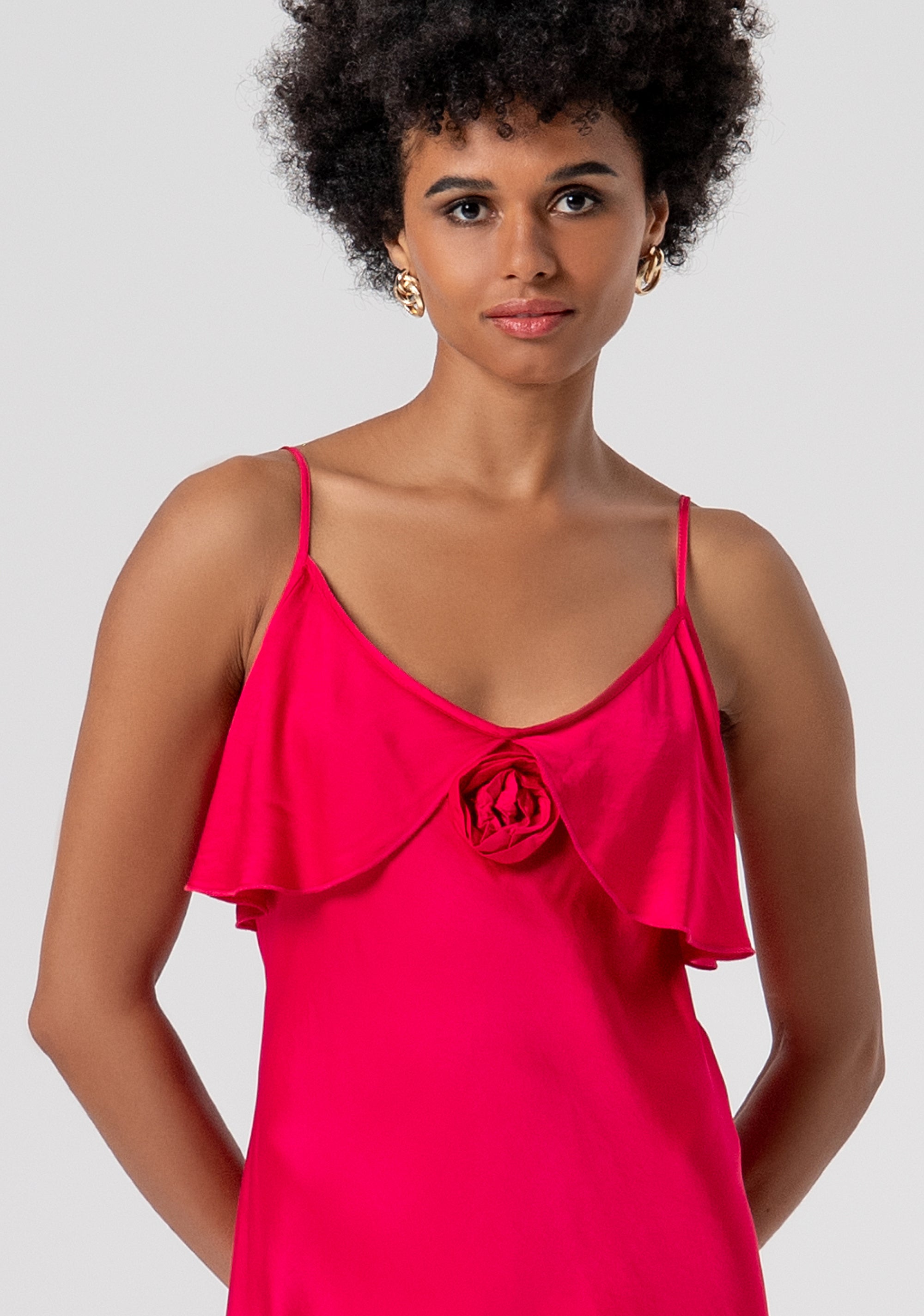 Abito midi senza maniche in raso di viscosa FS26SD2007W58301-689 Fracomina