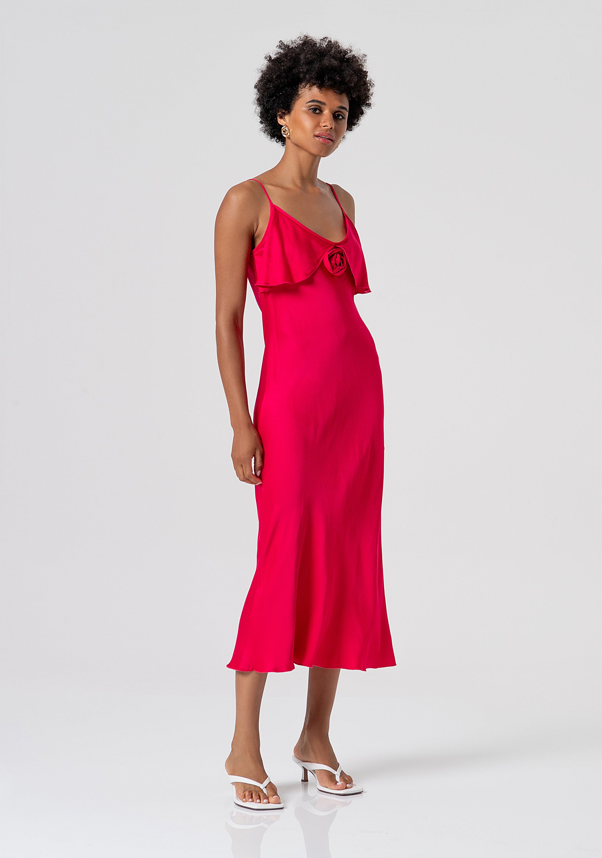 Abito midi senza maniche in raso di viscosa FS26SD2007W58301-689 Fracomina