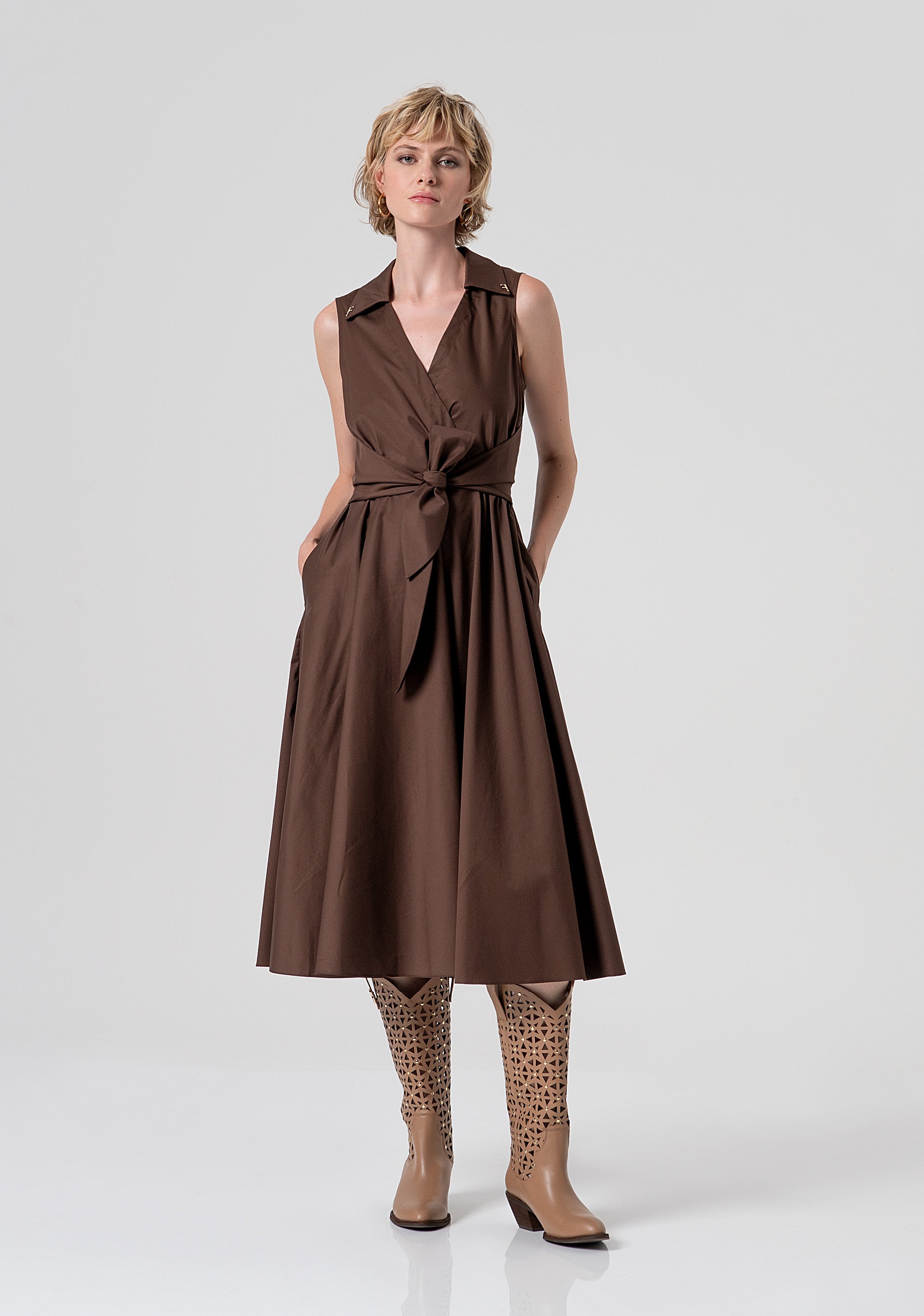 Abito midi senza maniche in popeline FS26SD2010W40201-091 Fracomina