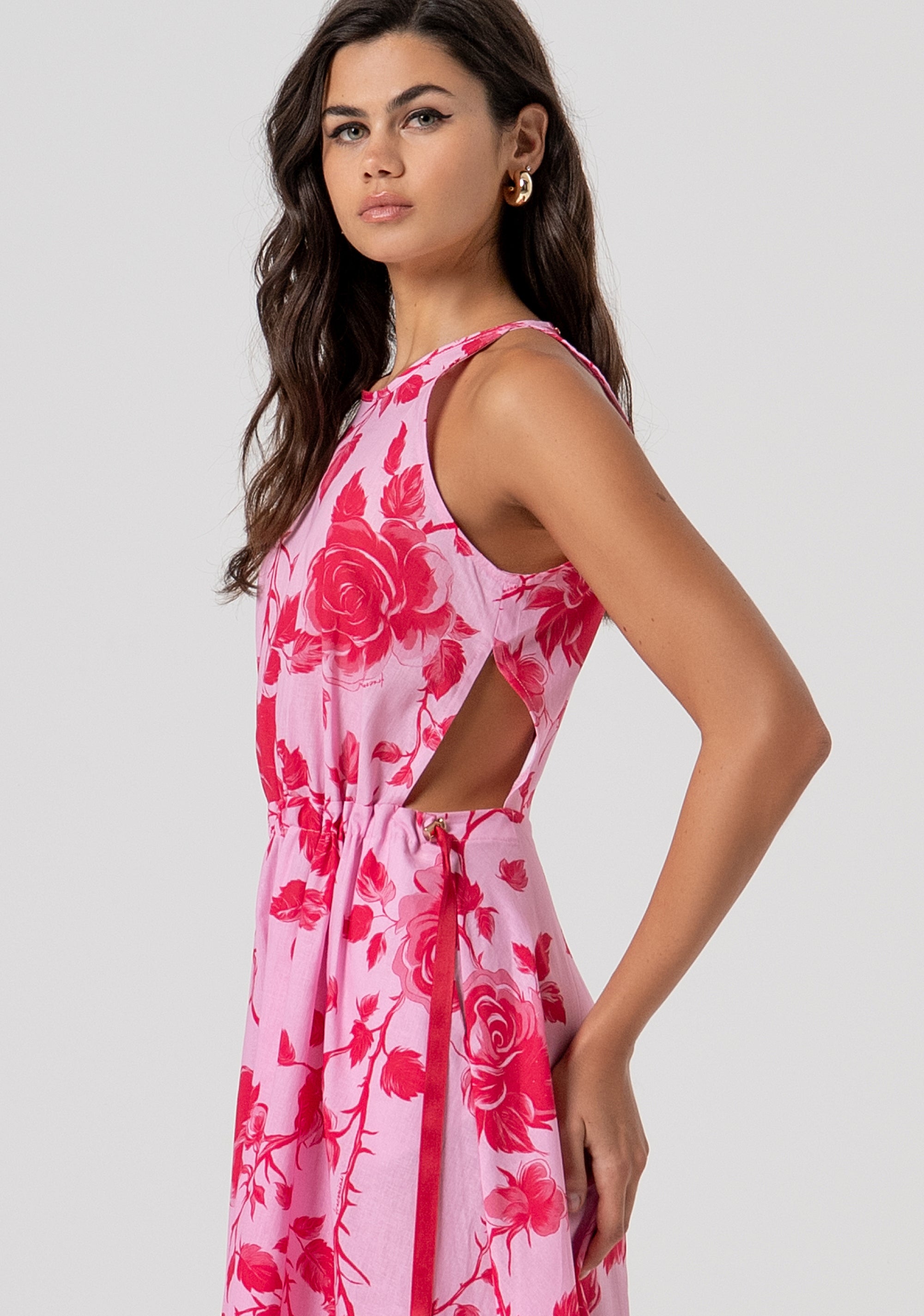 Abito midi senza maniche in fantasia floreale FS26SD2012W622K9-G54 Fracomina