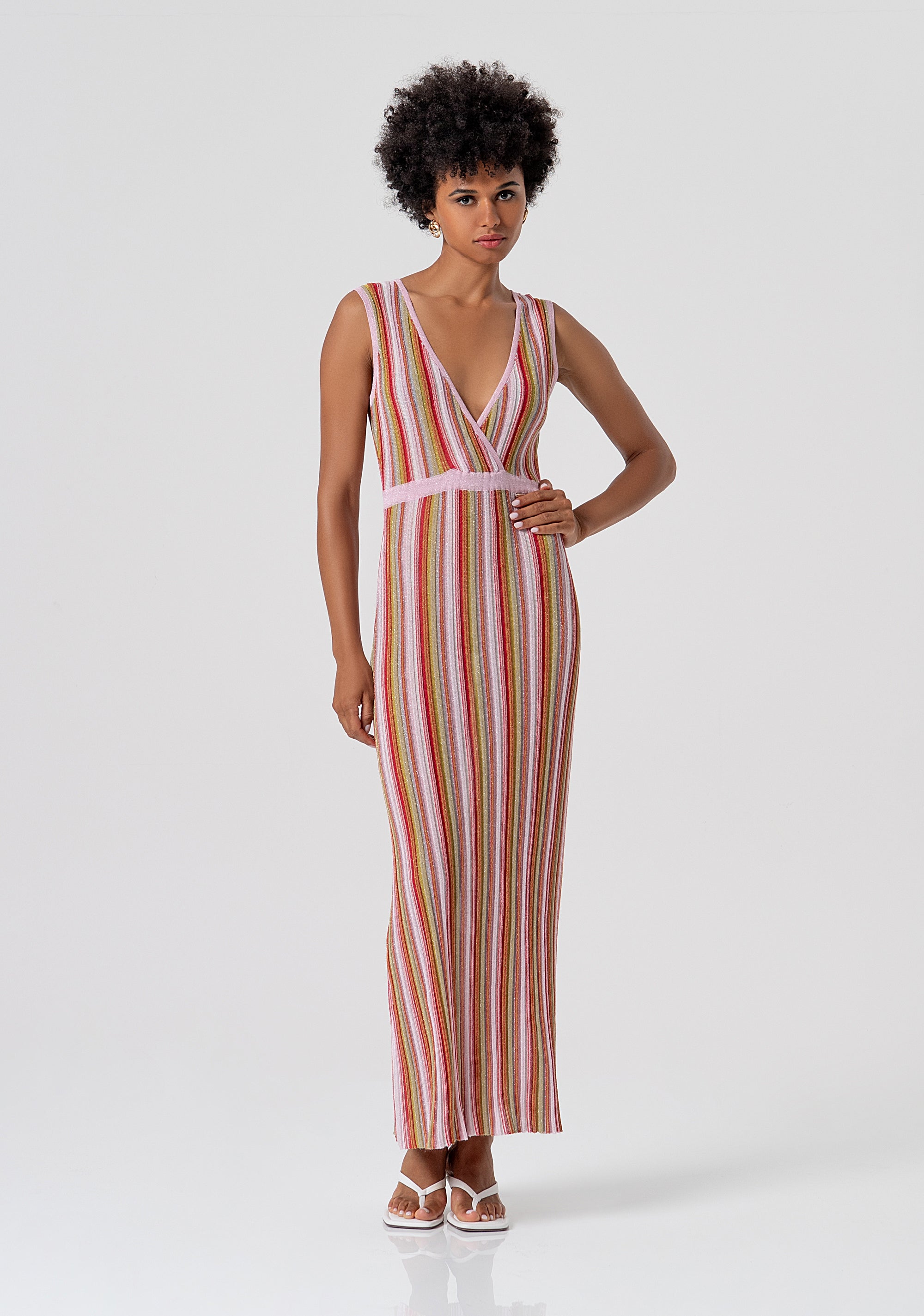 Abito slim lungo senza maniche in maglia con lurex FS26SD5006K432F8-210 Fracomina