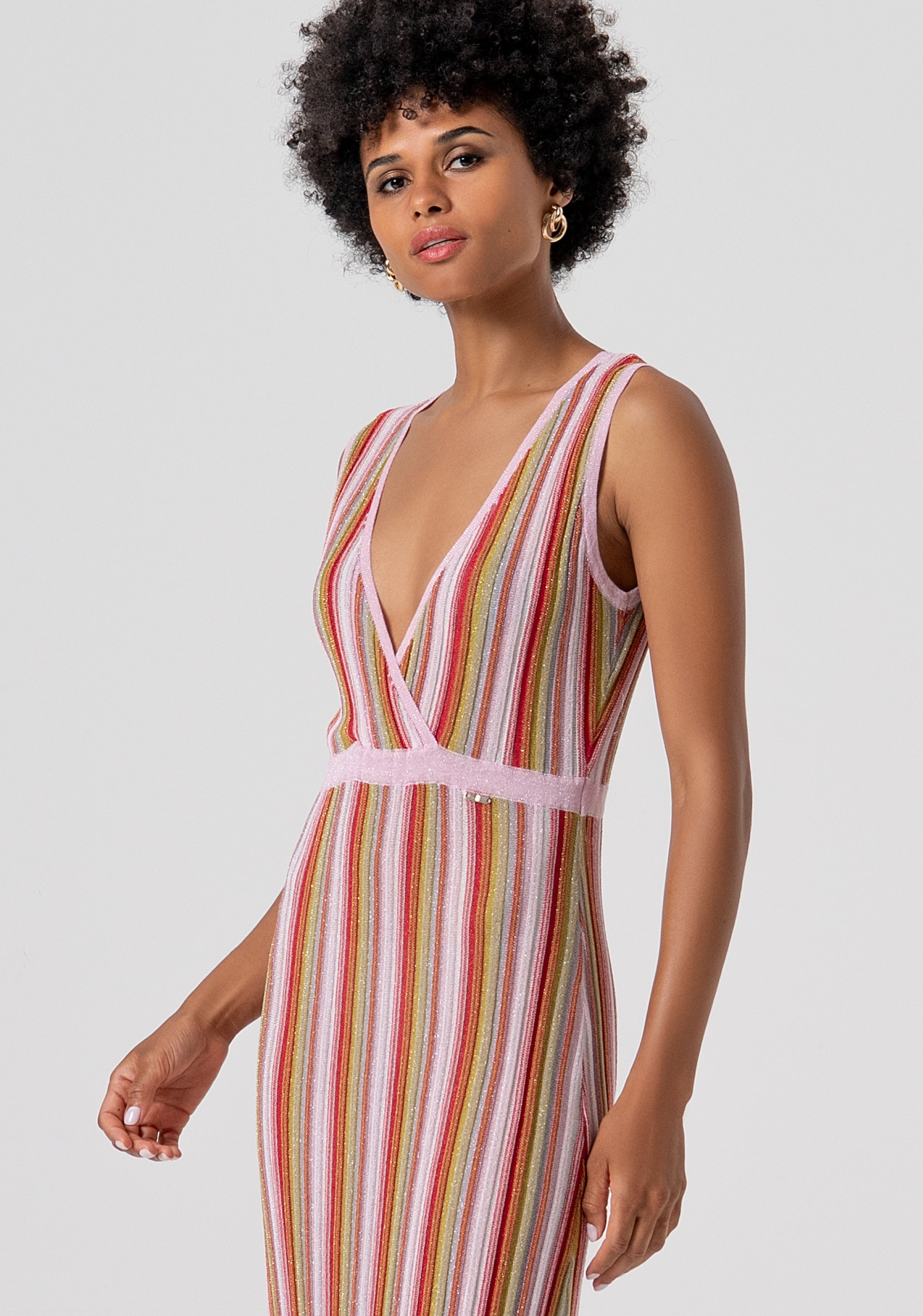 Abito slim lungo senza maniche in maglia con lurex FS26SD5006K432F8-210 Fracomina