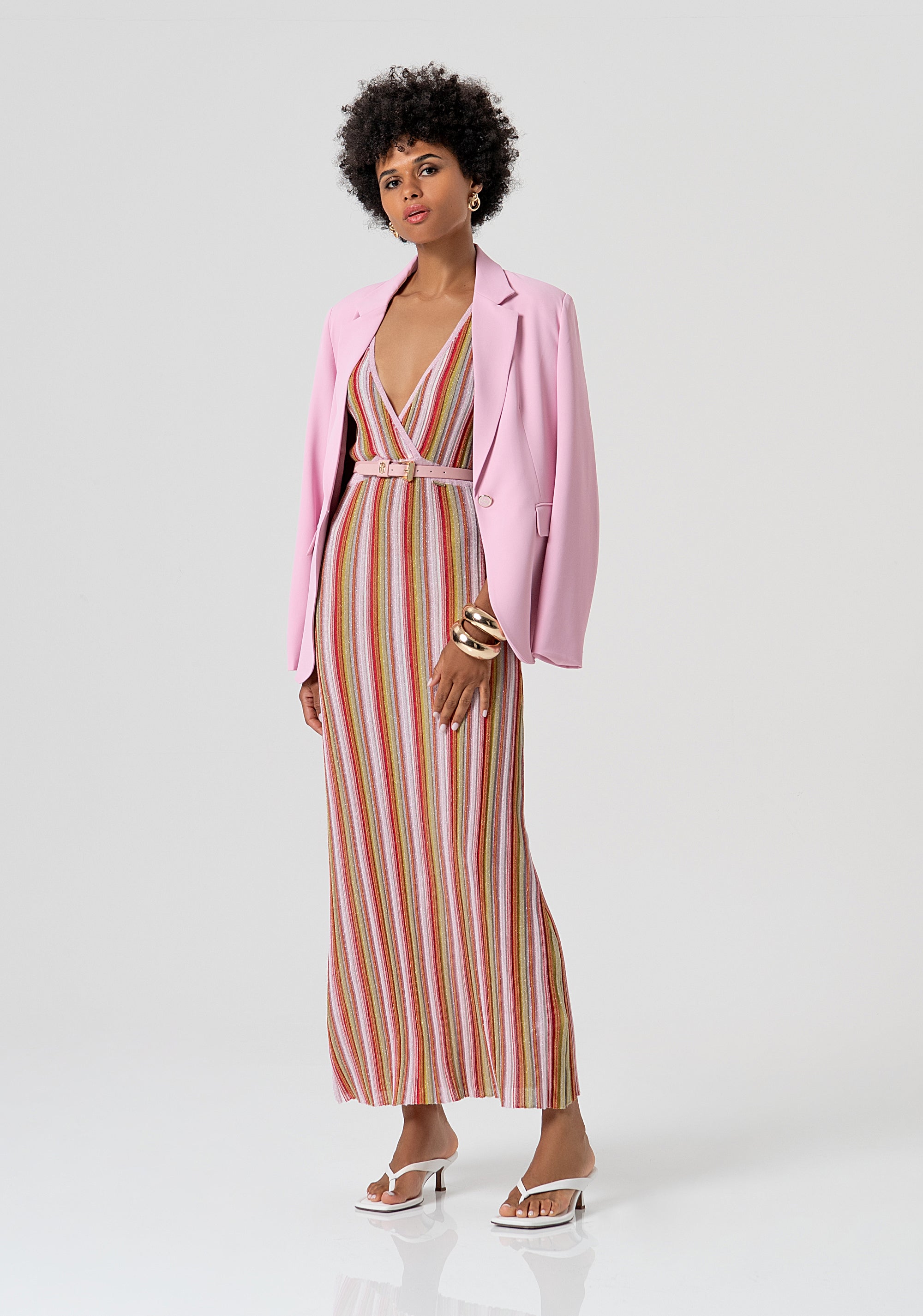 Abito slim lungo senza maniche in maglia con lurex FS26SD5006K432F8-210 Fracomina