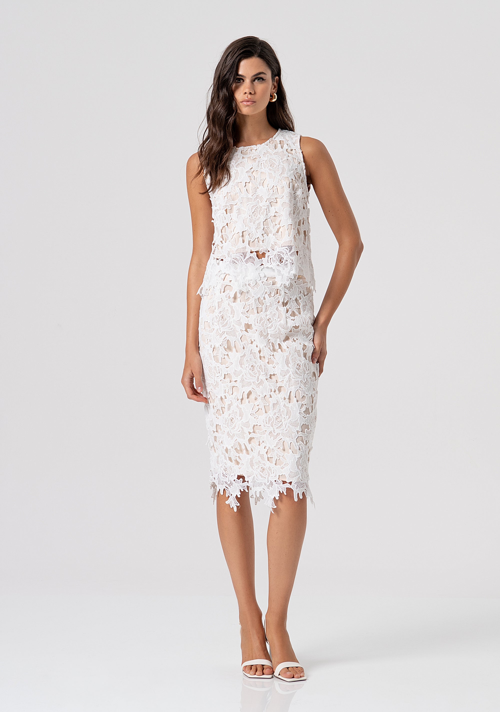 Gonna slim midi in pizzo FS26SG1004W62401-278 Fracomina