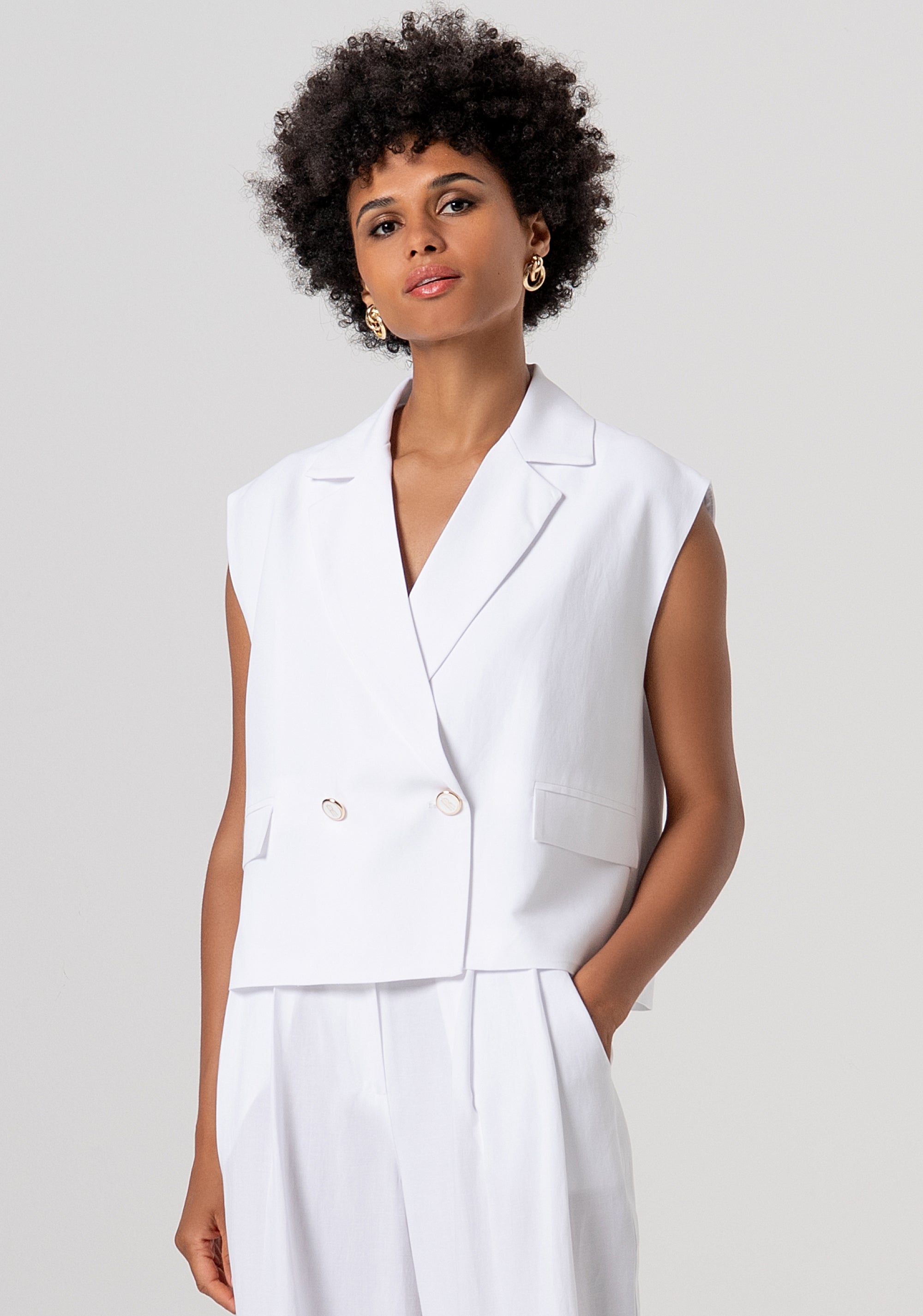 Blazer senza maniche doppiopetto con lino FS26SJ1001W62201-278 Fracomina