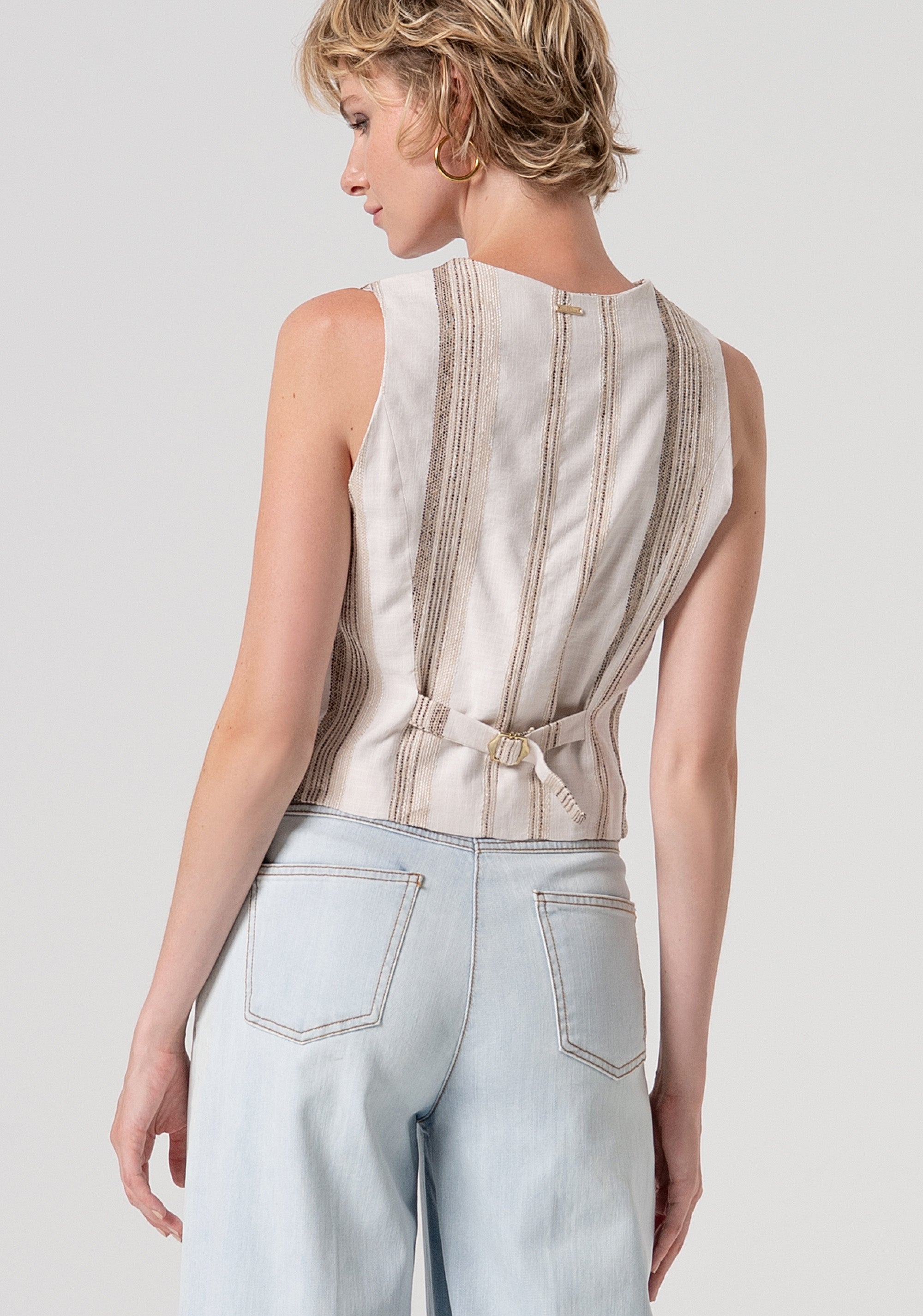 Gilet slim in tessuto a righe FS26SJ5002W840N8-050 Fracomina