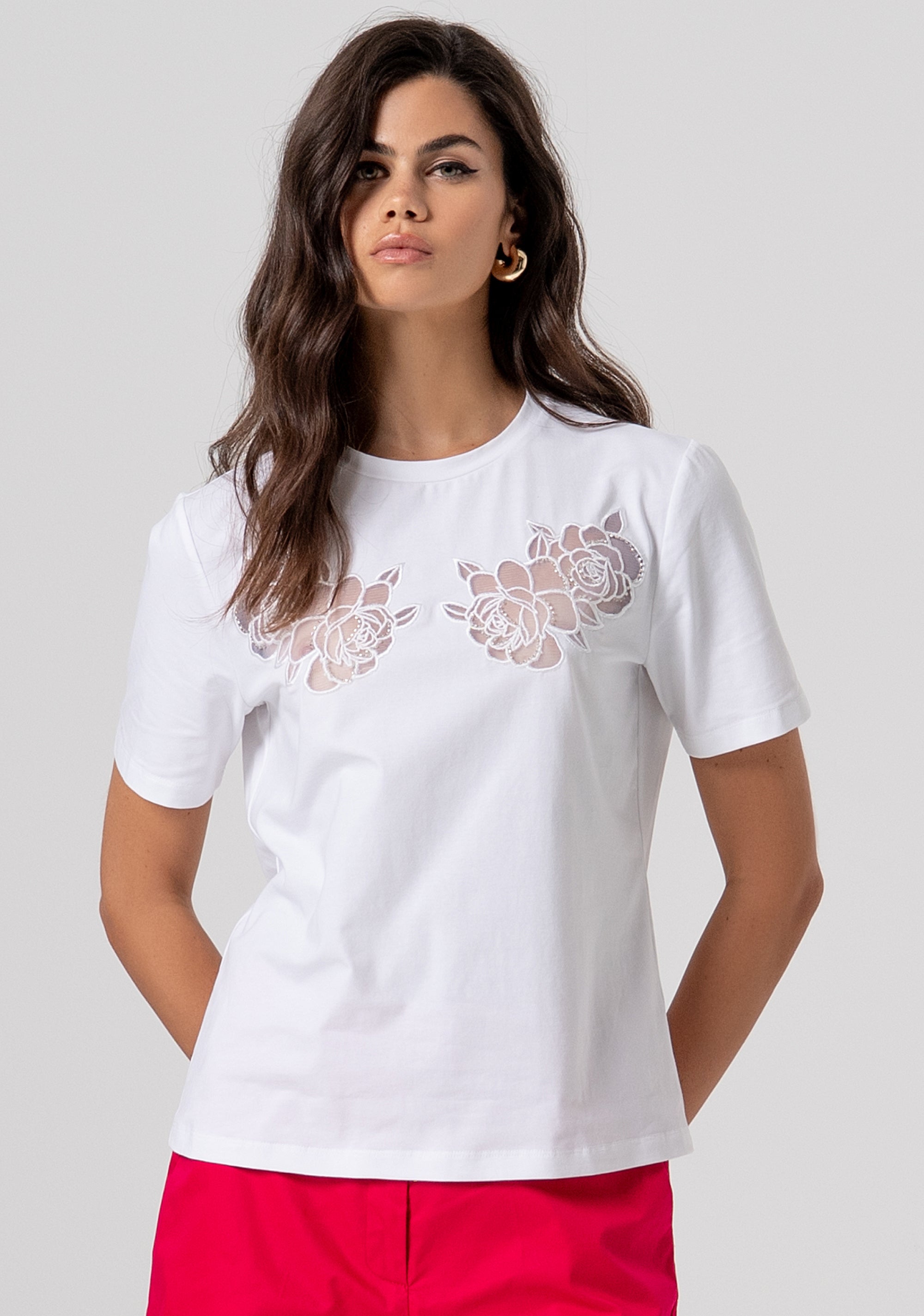 T-shirt regular con ricami FS26ST3001J401E5-278 Fracomina