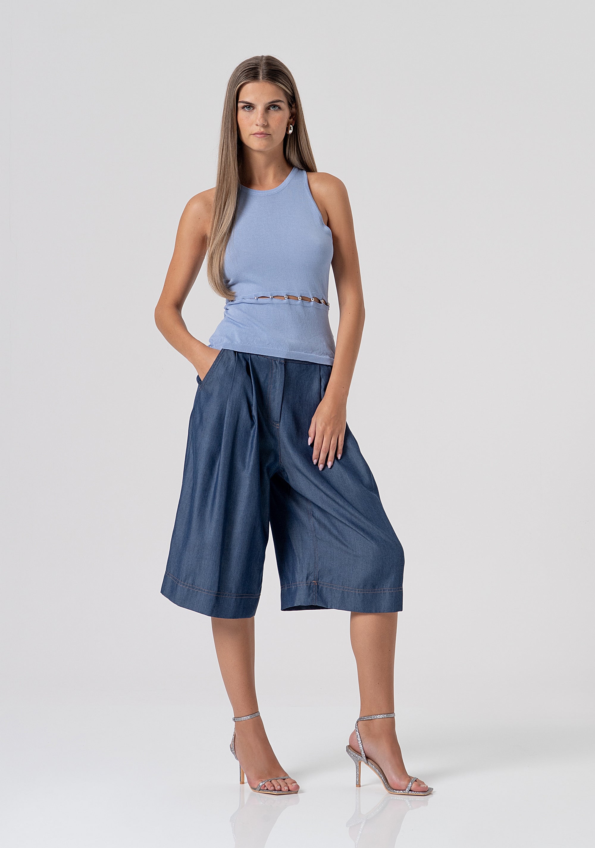 Top senza maniche slim in maglia FS26ST4003K41601-252 Fracomina