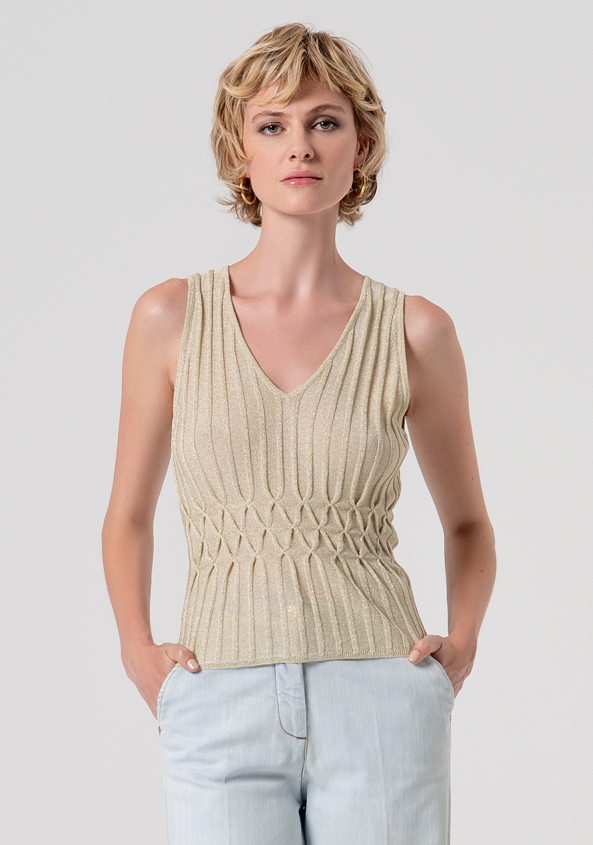 Top senza maniche in maglia con lurex FS26ST4006K414Q7-150 Fracomina