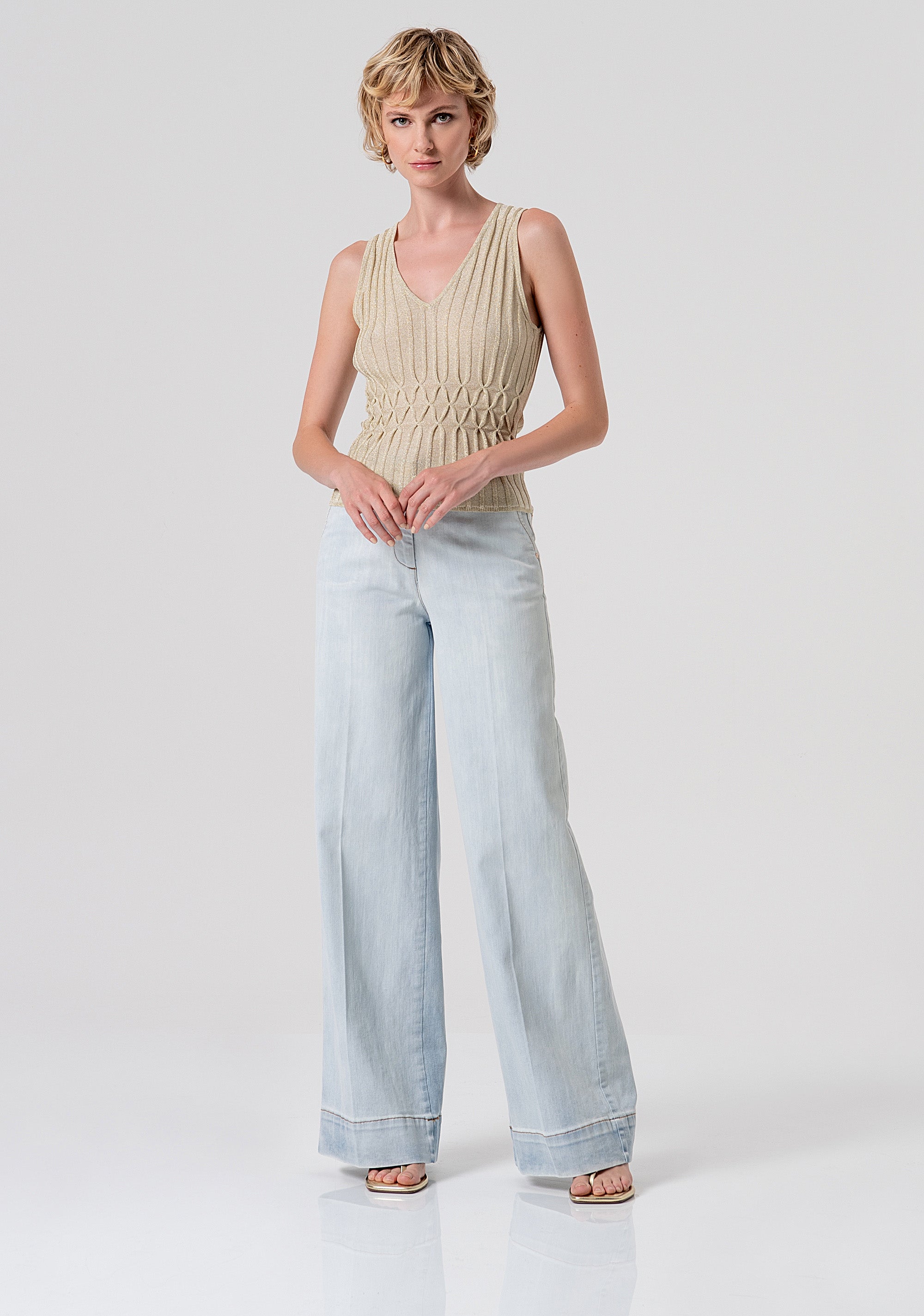 Top senza maniche in maglia con lurex FS26ST4006K414Q7-150 Fracomina