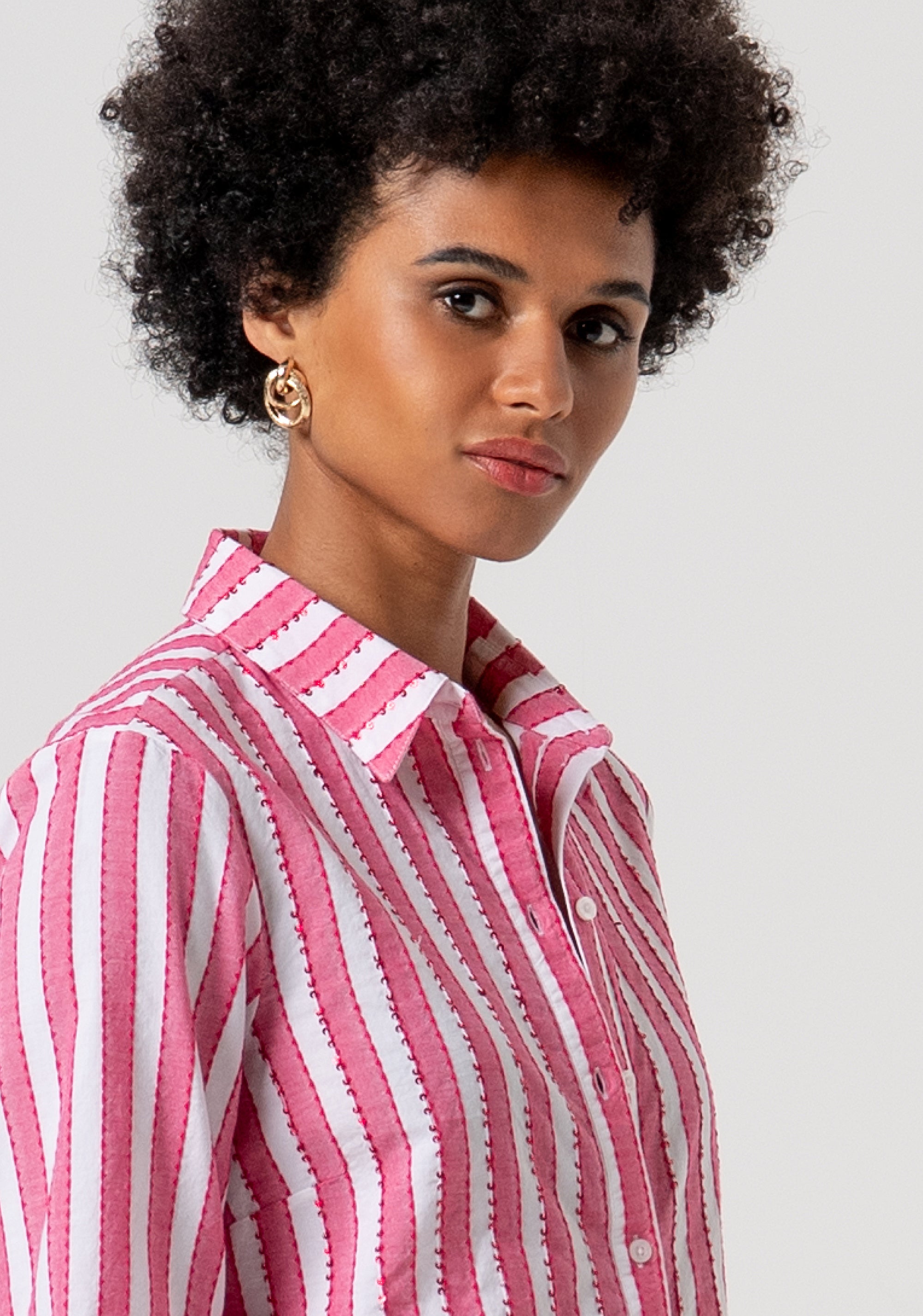 Camicia regular in cotone a righe FS26ST6005W400N8-N10 Fracomina