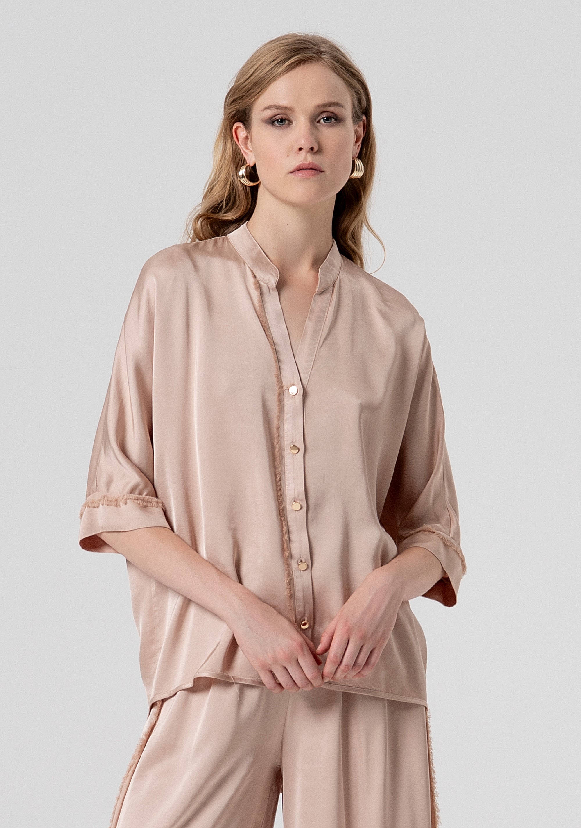 Camicia over in raso di viscosa FS26ST6014W41301-050 Fracomina