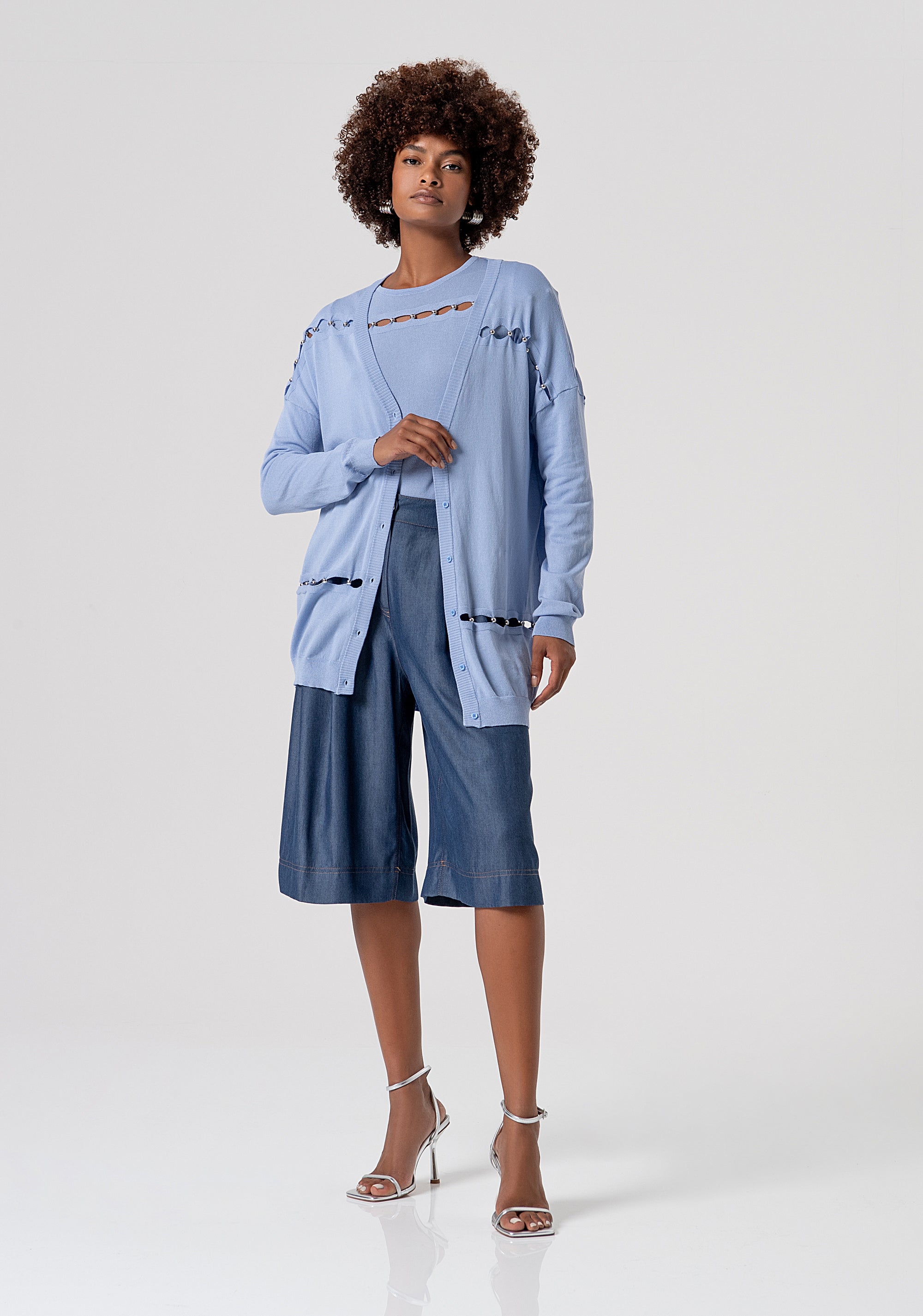 Maglia slim con cut out e perle FS26ST7002K41601-252 Fracomina