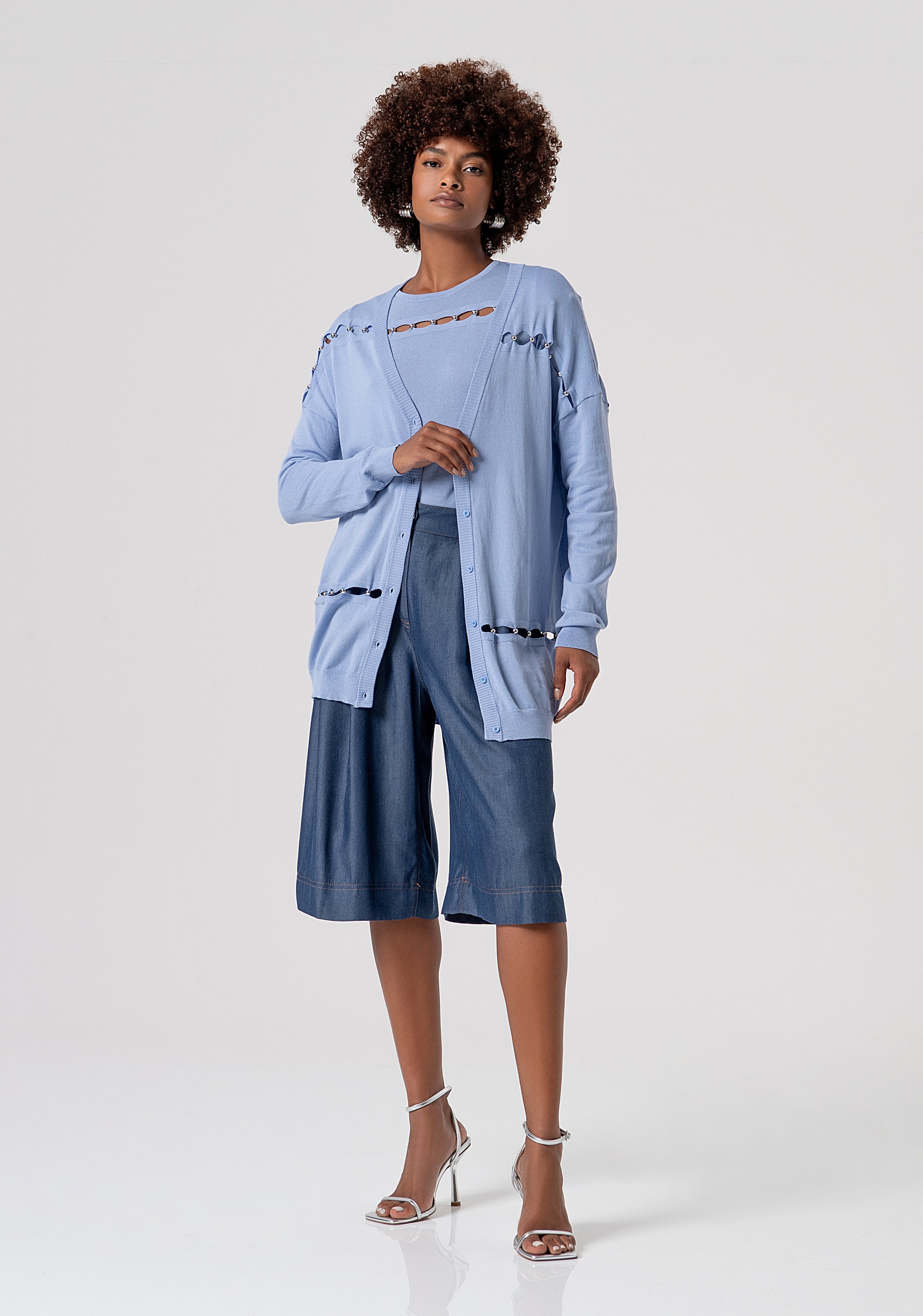 Cardigan aperto regular con cut out e perle FS26ST8001K41601-252 Fracomina