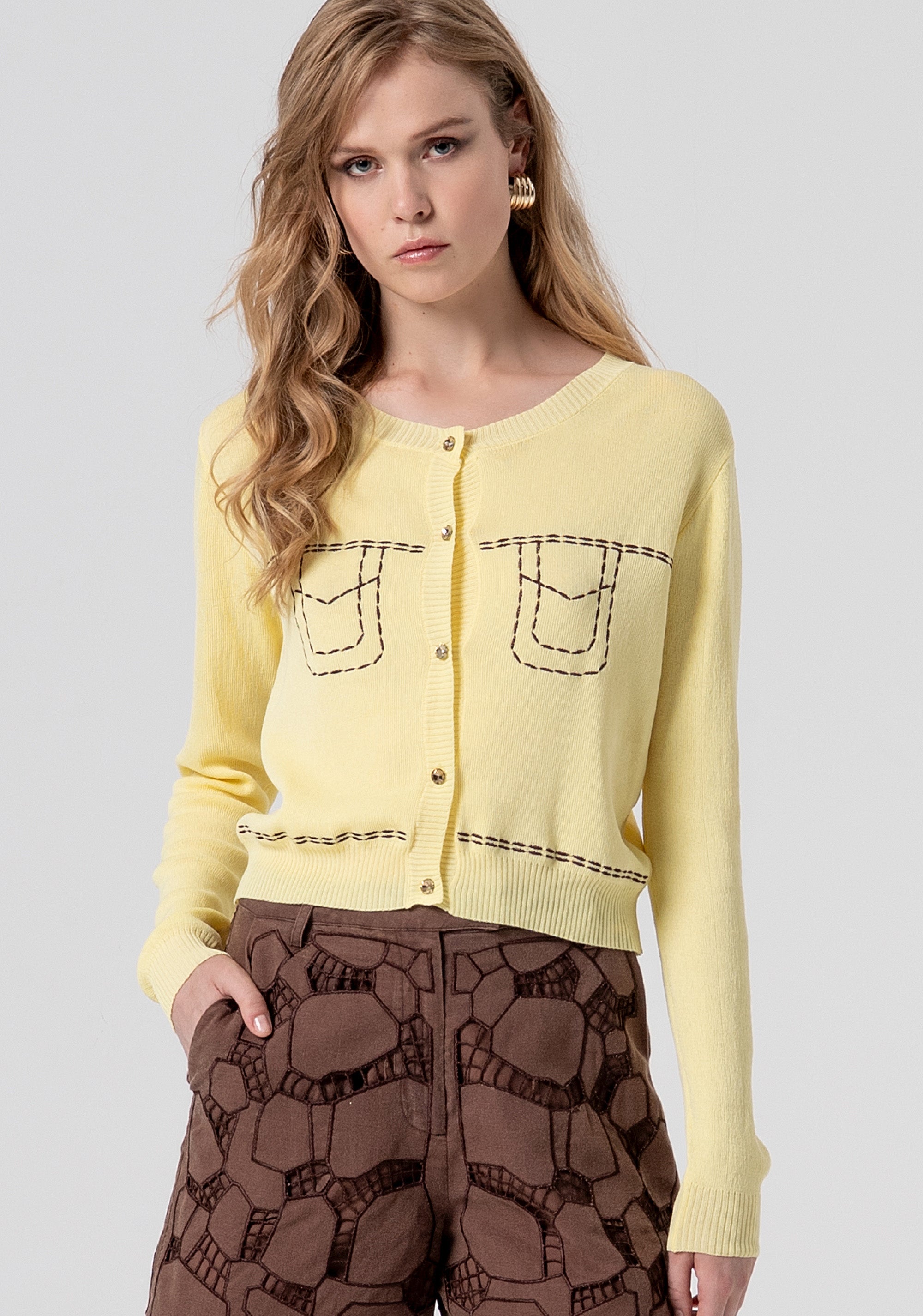 Cardigan regular girocollo