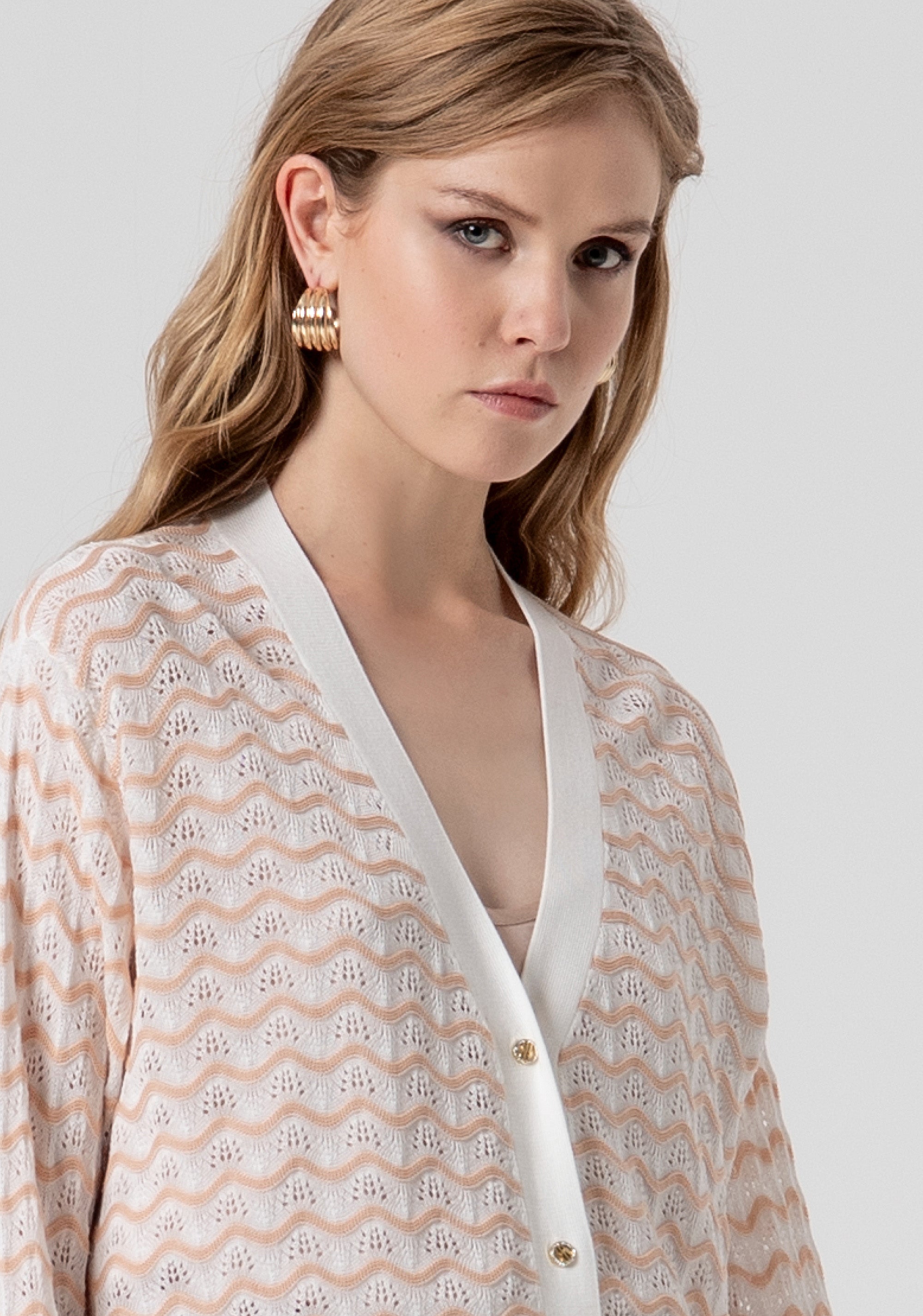 Cardigan regular lungo con punto traforato FS26ST8004K41501-281 Fracomina